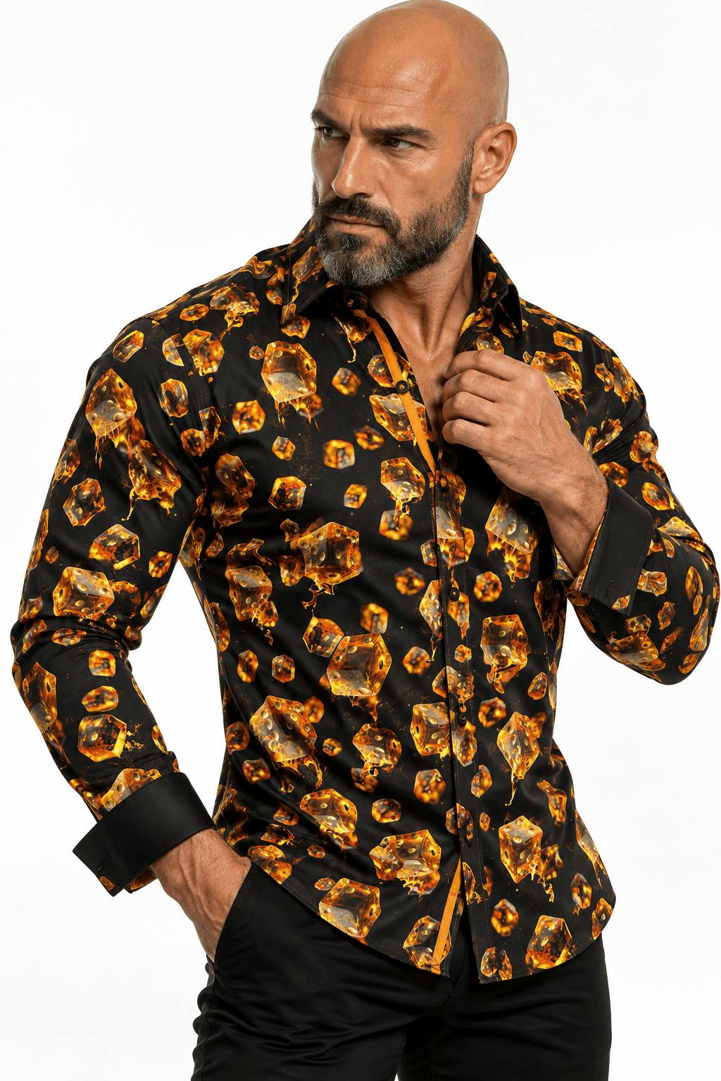 Claudio Lugli Black High Roller Dice Print Shirt - Medium