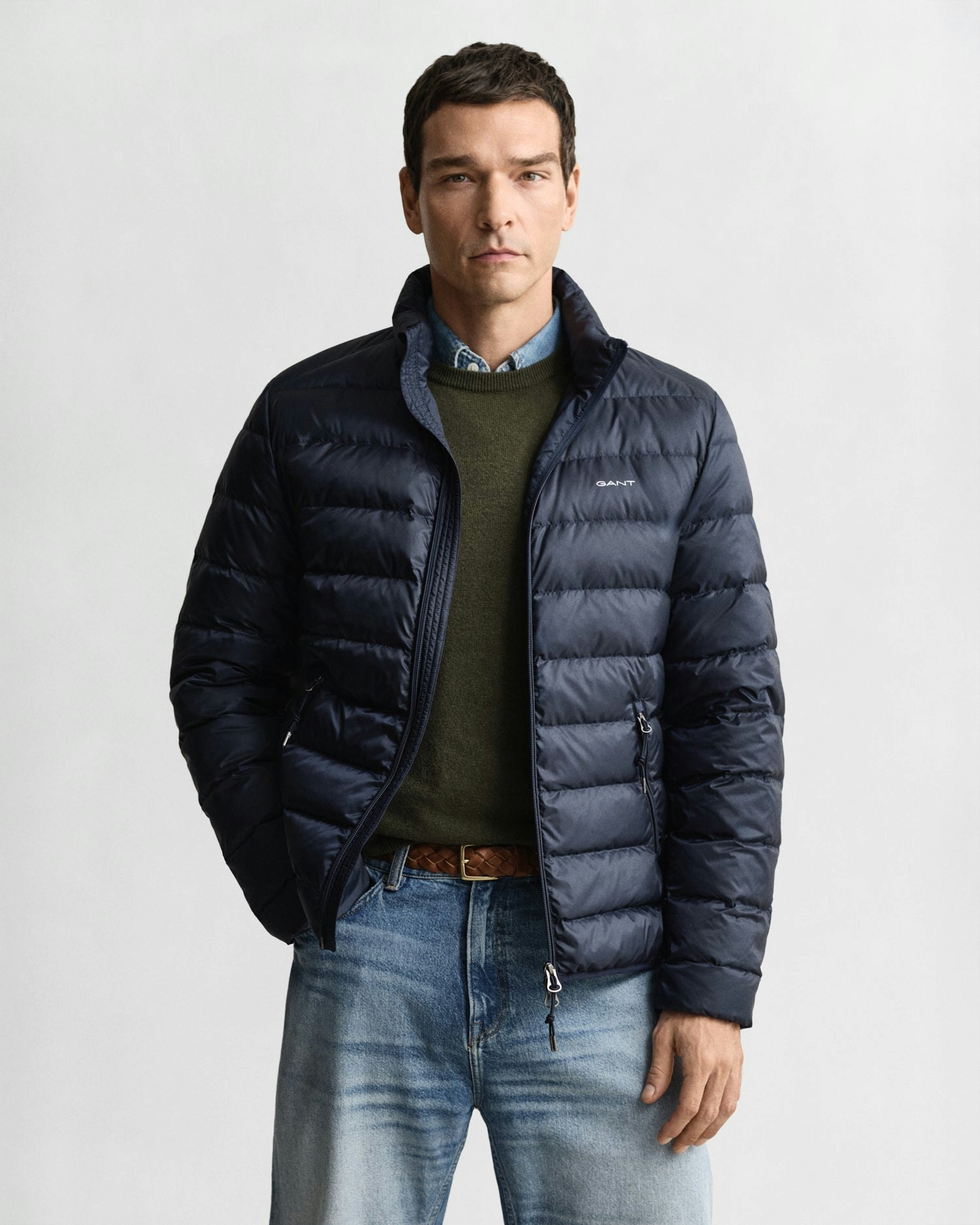 Gant Men's Light/Blue Down Padded Jacket - 433 Evening - 433 Evening - S