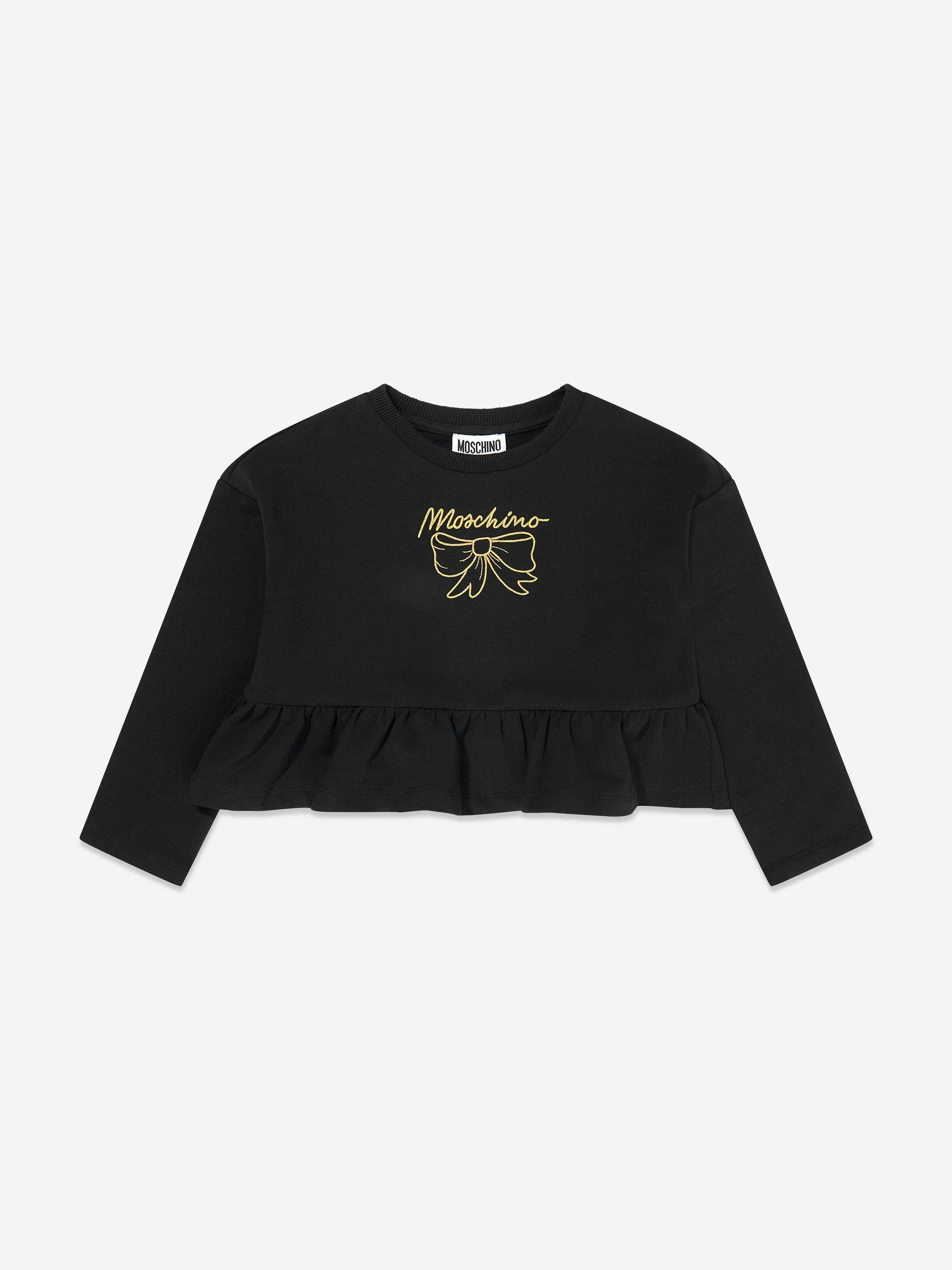 Moschino Kids Girls Black Moschino Bow Logo Sweatshirt In - 4 Yrs
