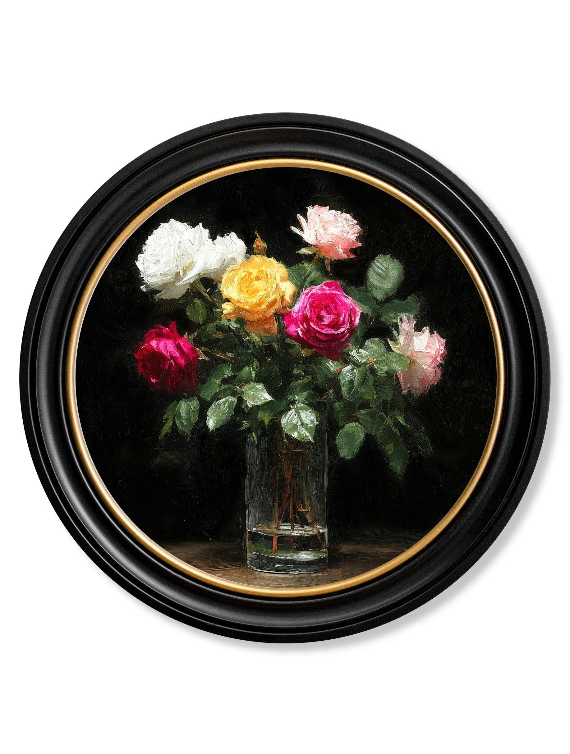 Rackhams Dark Garden Roses After - Oxford Round Frame - Roses After - 70 X 70Cm