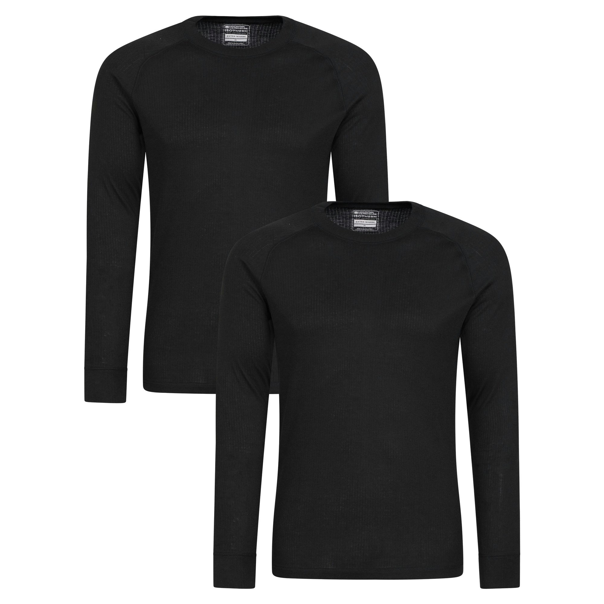 Mountain Warehouse Men's Black Talus Base Layer Top (Pack Of 2) - Large