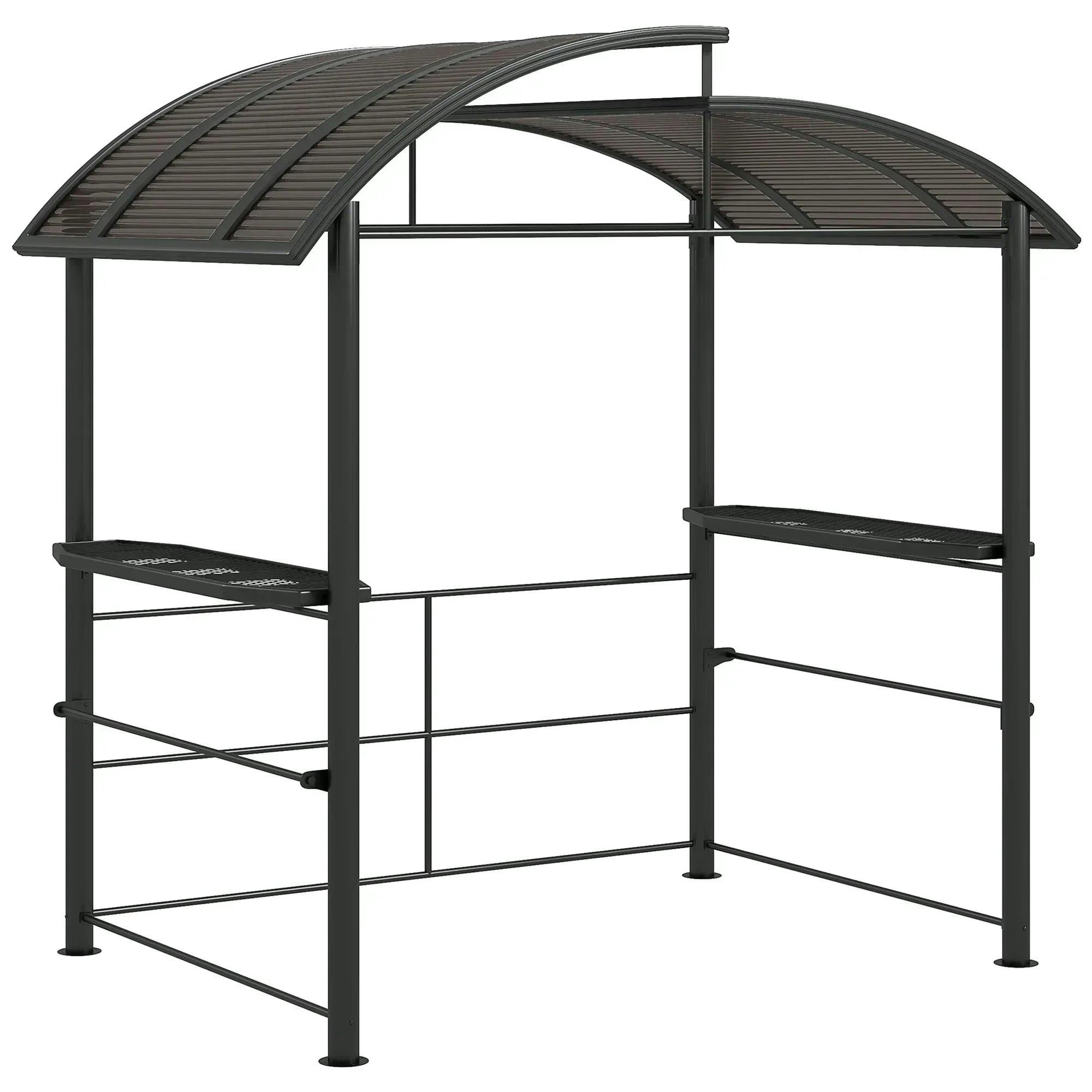Outsunny Light Bbq Patio Canopy Gazebo With Interlaced Polycarbonate Roof 2 Shelves - Image 2