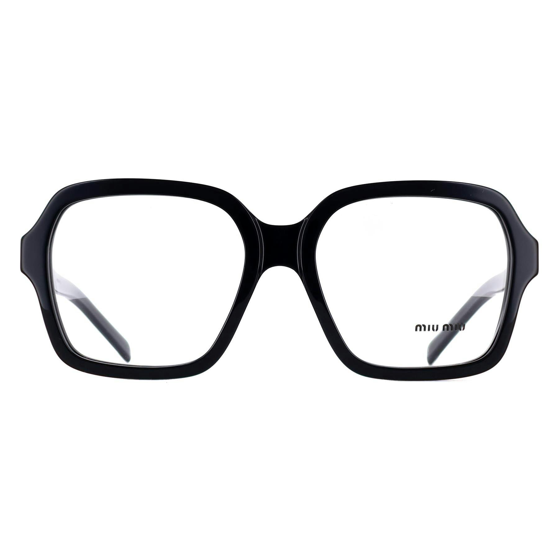 Miu Miu Black Mu 03Yv 16K1o1 Woman Optical Frames Acetate Squared Normal - Image 5