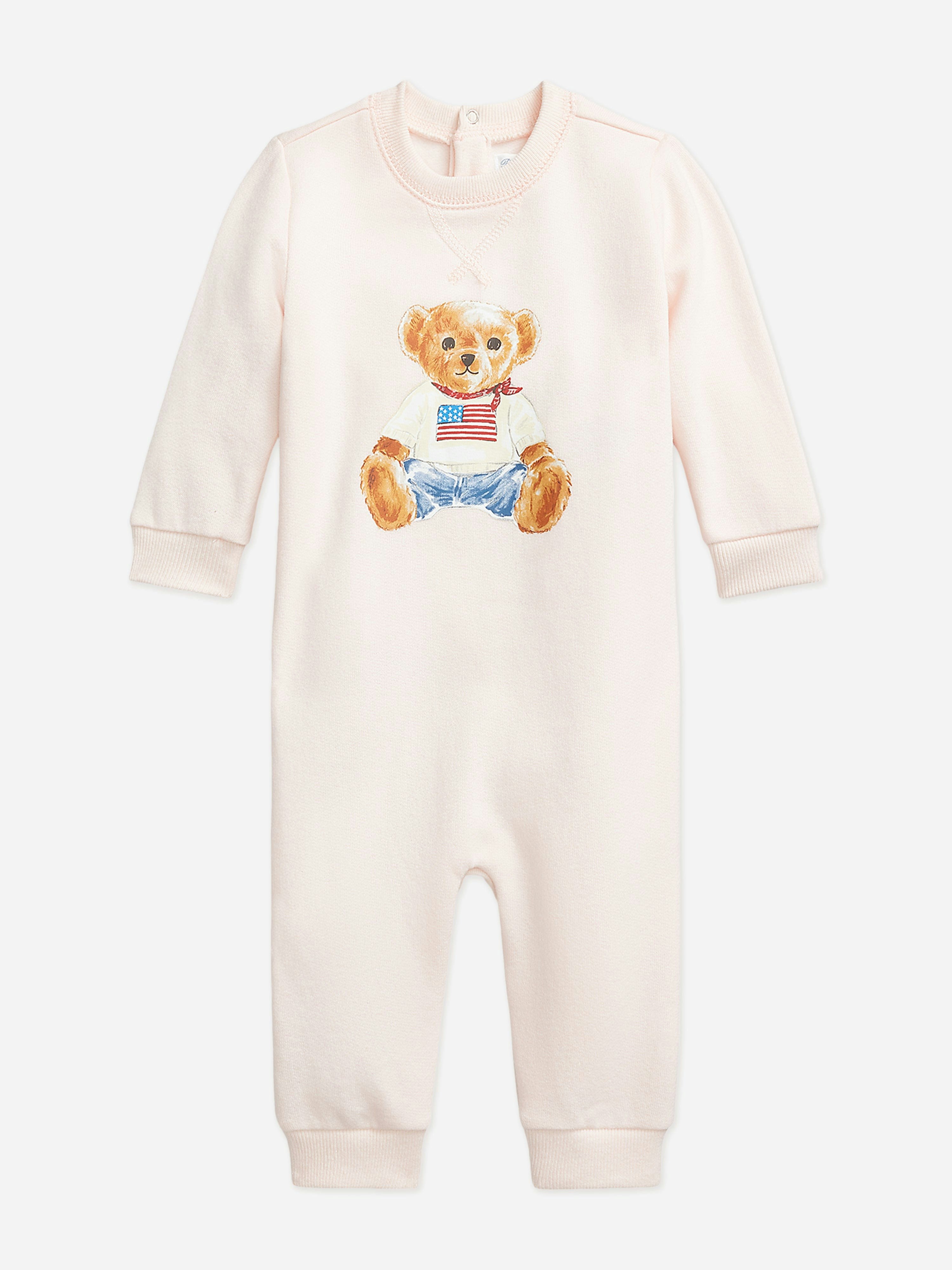 Ralph Lauren Kids Girls Pink Ralph Lauren Baby Polo Bear Romper In - 3 Mths