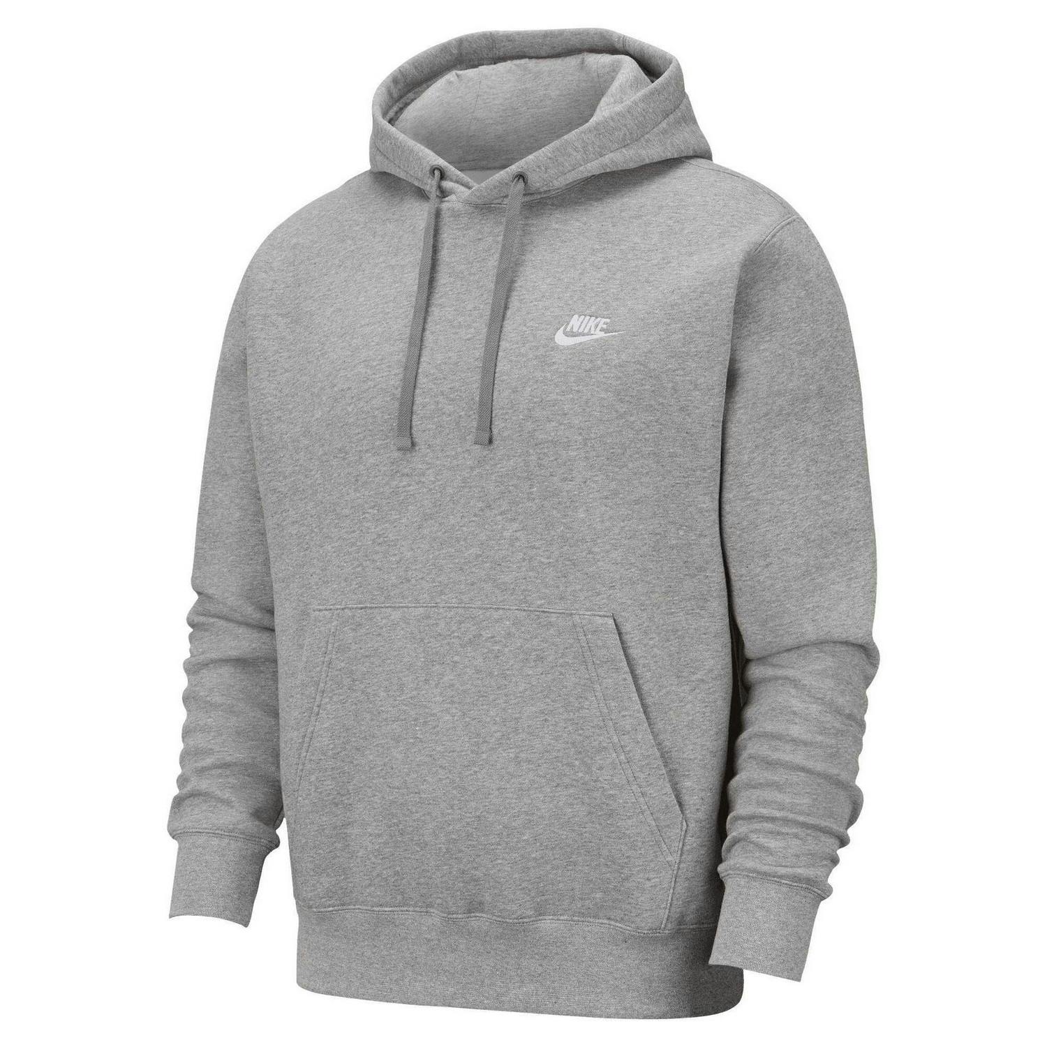 Nike Unisex Dark/Grey/Silver Adult Sportswear Club Hoodie - Heather/Matted Silver/White - Heather/Matted Silver/White - Xxl - 67% Cotton/33% Polyester