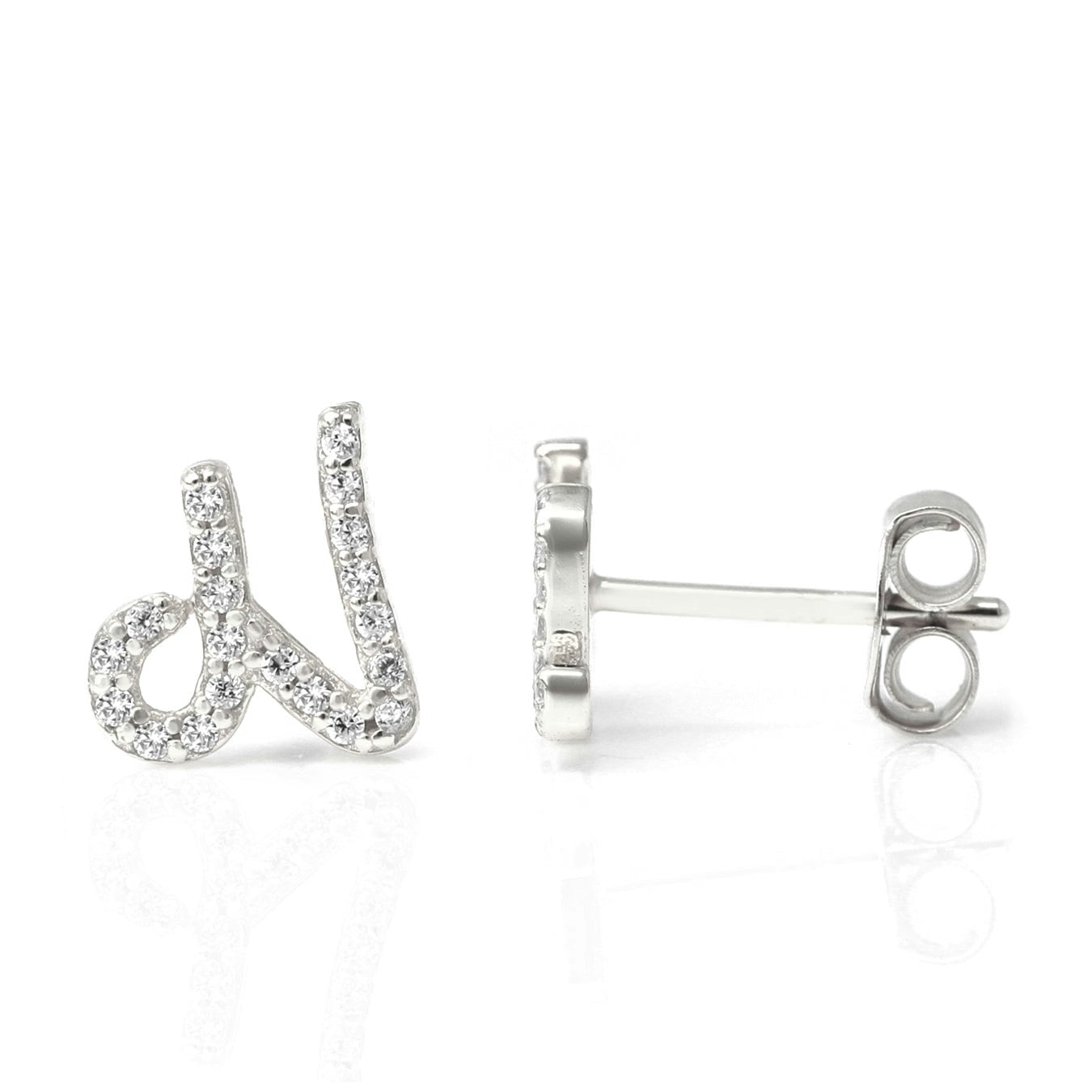 Say It With Silver Luxe Cz Initial Earrings - Sterling - N