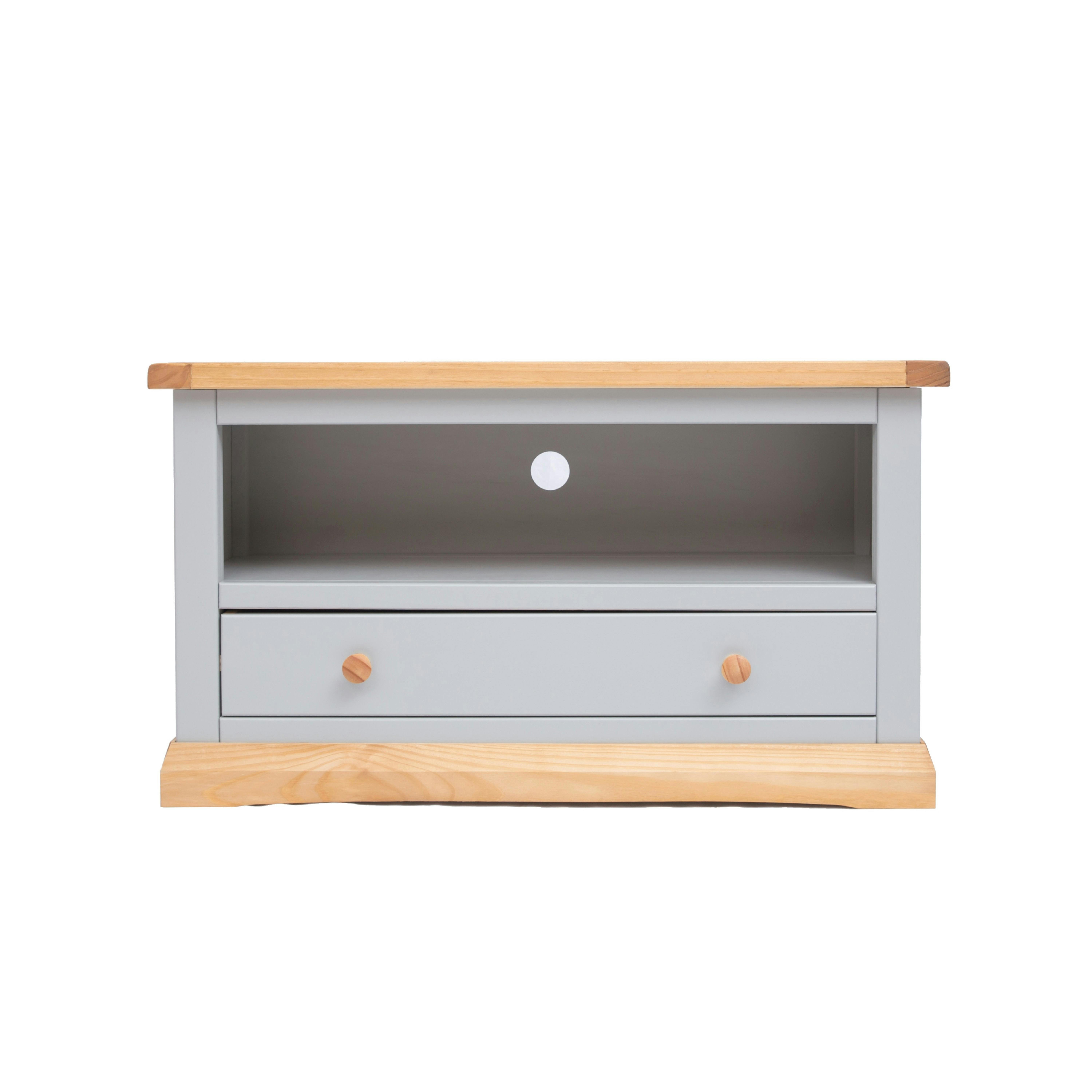 Rackhams Light/Grey Bomporto 1 Drawer Tv Cabinet Wood Knob