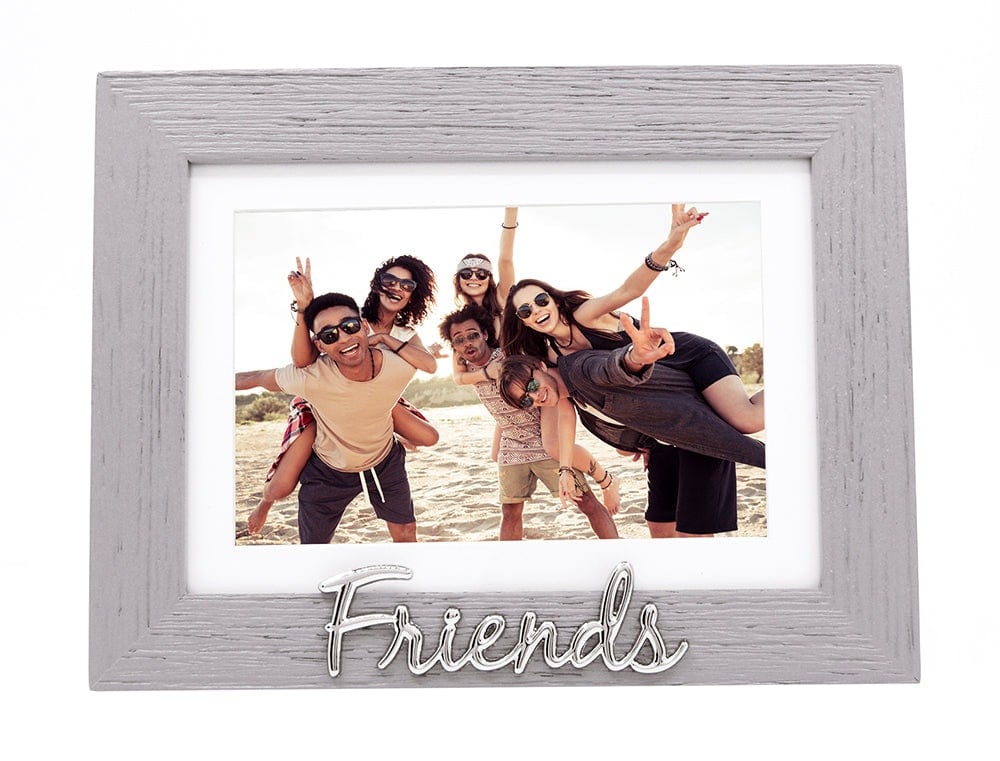 Rackhams Grey/Silver Woodgrain Effect Friends Picture Frame With Letters - 6X4" Or 7X5"