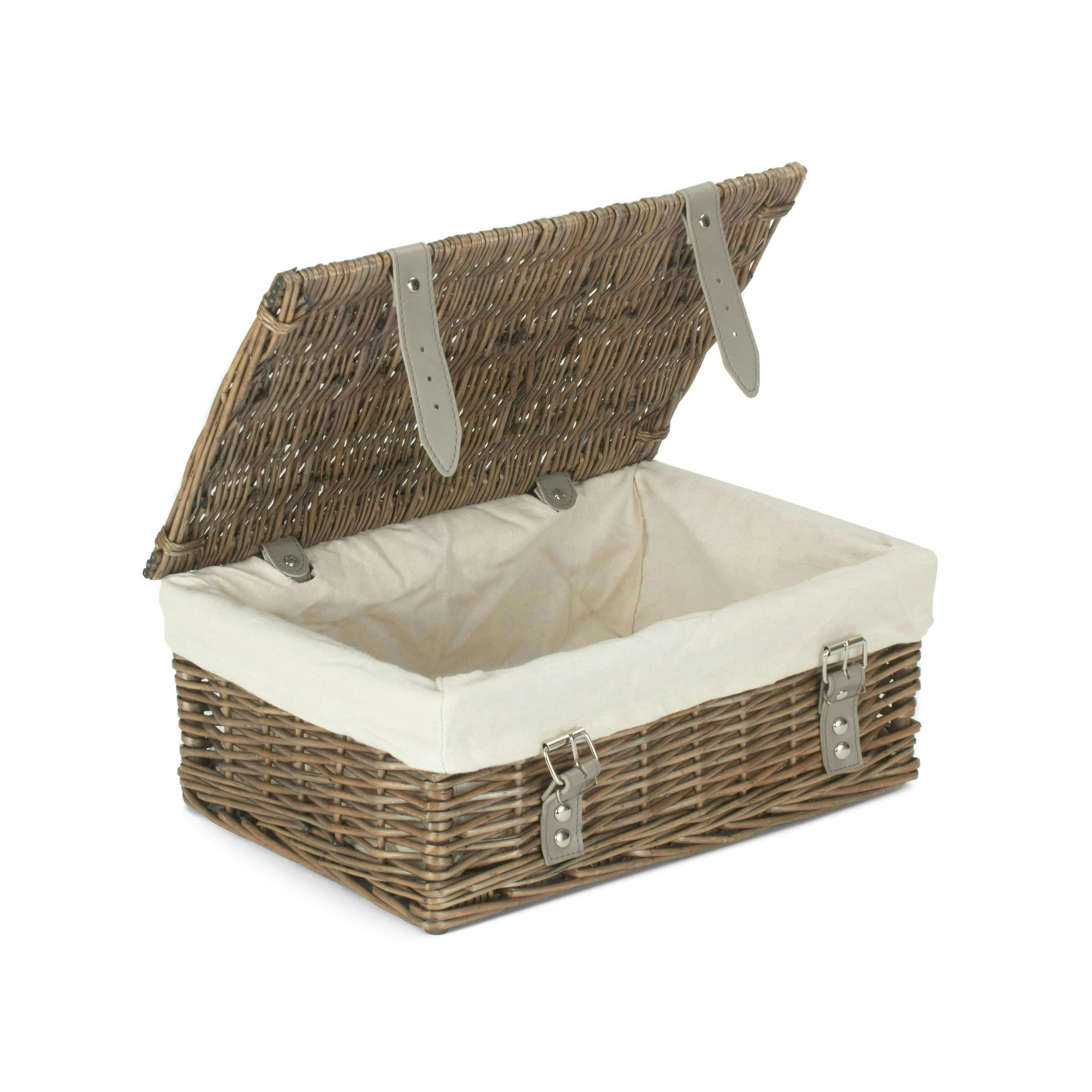 Red Hamper Red/White Hamper 36Cm Antique Wash Willow Wicker Picnic Basket