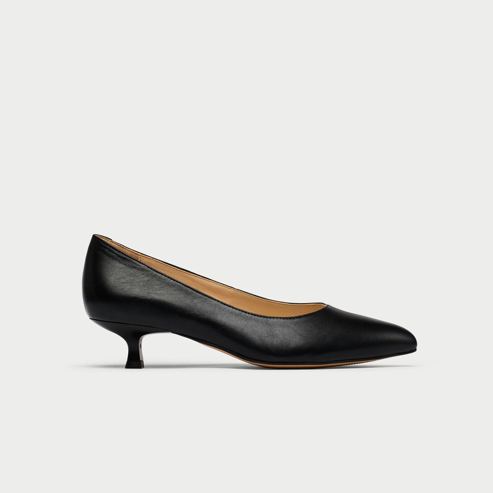 Calla Black Claudia Pointed Toe Court Heel For Bunions & Wide Feet - Leather - Uk 8.5 / Eu 41.5