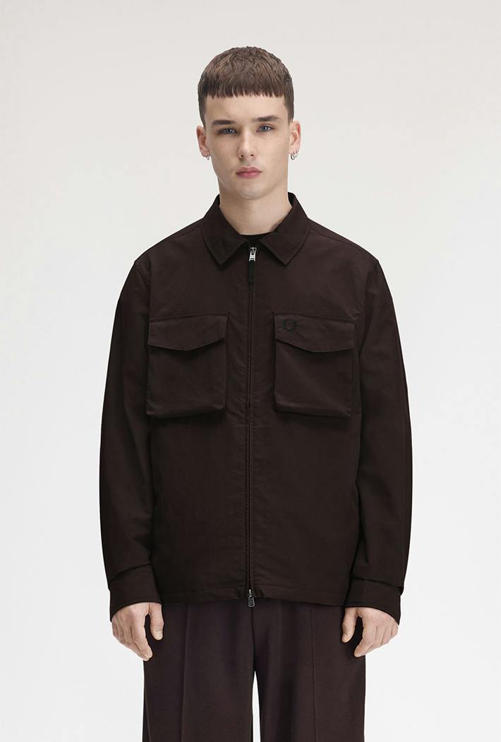 Fred Perry Brown Ripstop Pocket Overshirt - Large
