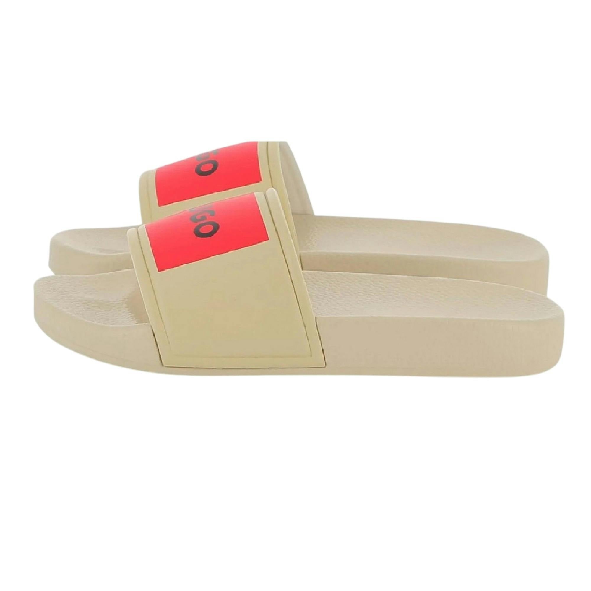 Boss Hugo Childrens/Kids Logo Sliders - Stone - 4.5 Uk Child - Stone - 100% Mixed