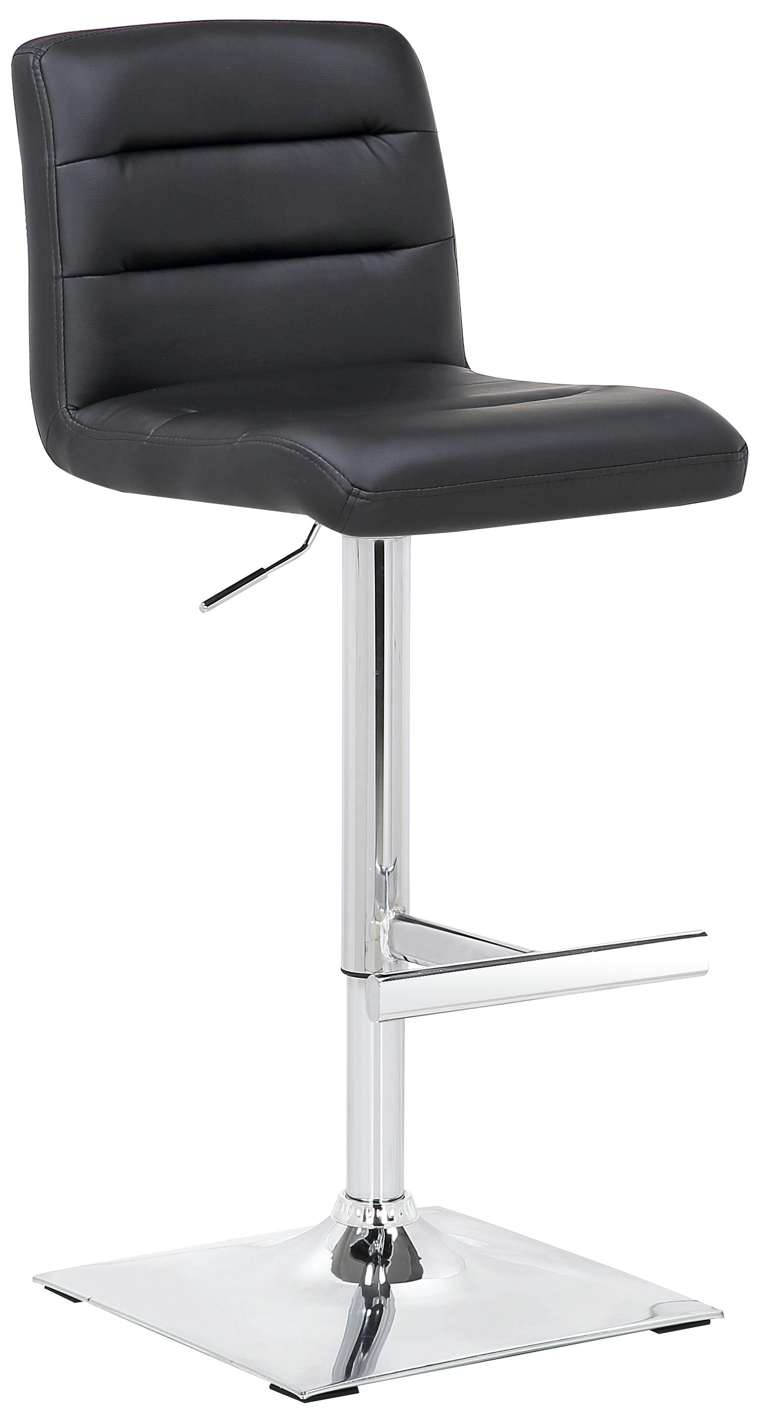 Rackhams Black Luscious Single Kitchen Bar Stool, Chrome Footrest, Height Adjustable Swivel Gas Lift, Breakfast Bar & Home Barstool,