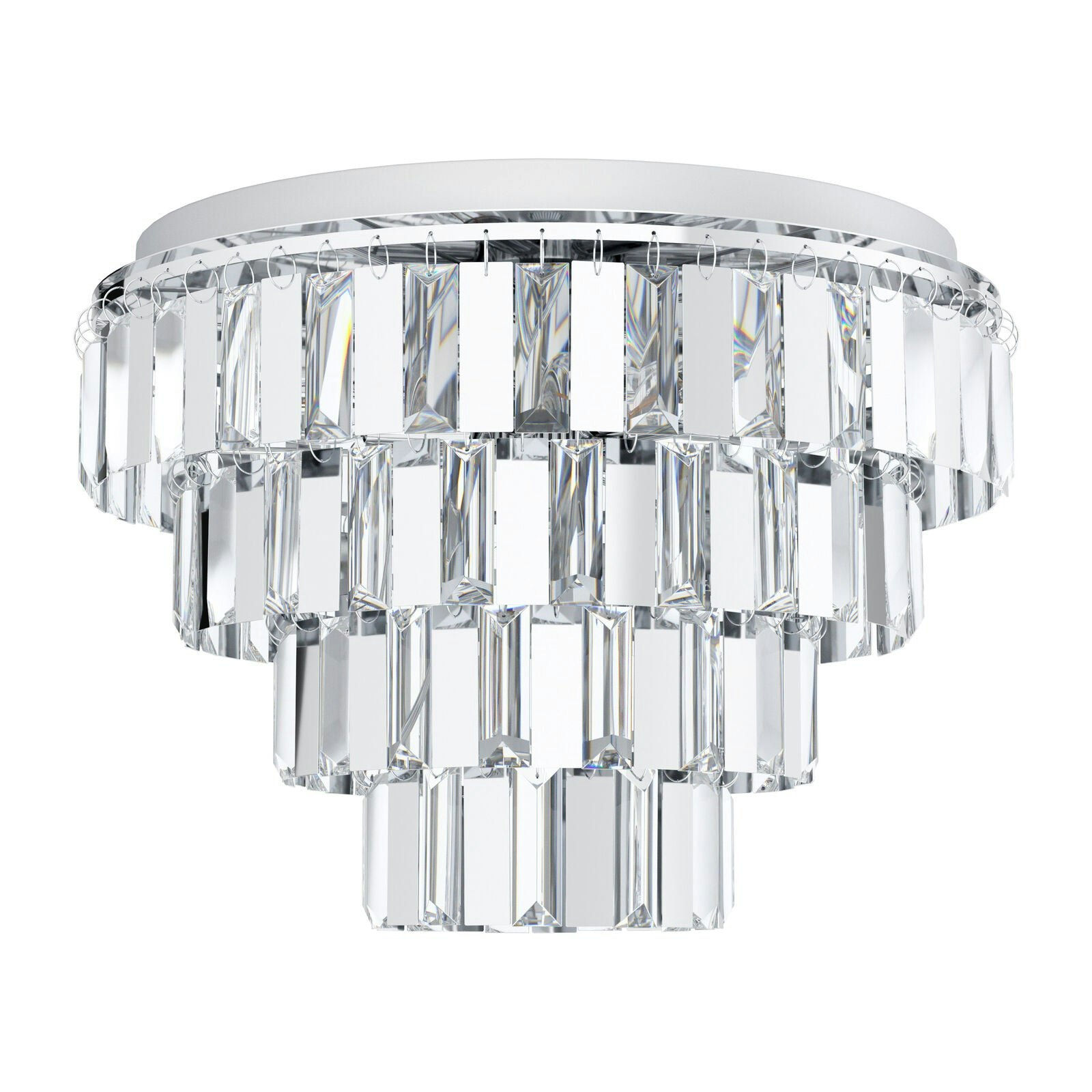 Loops Light Flush Ceiling Colour Chrome Shade Tiered Clear Crystals Bulb E14 7X40w Size 7