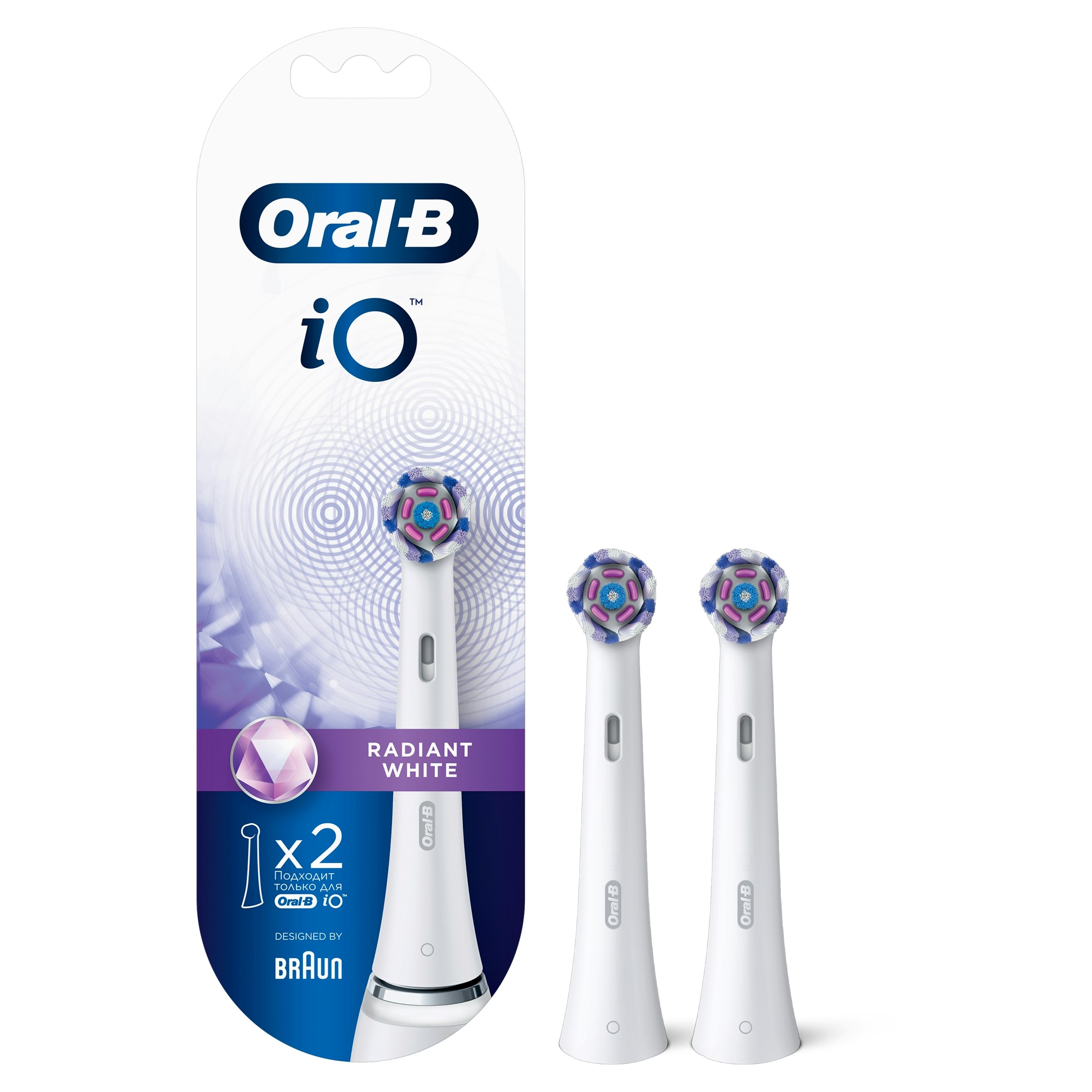 Oral-B White Io Radiant Toothbrush Heads, Pack Of 2 Counts Adult