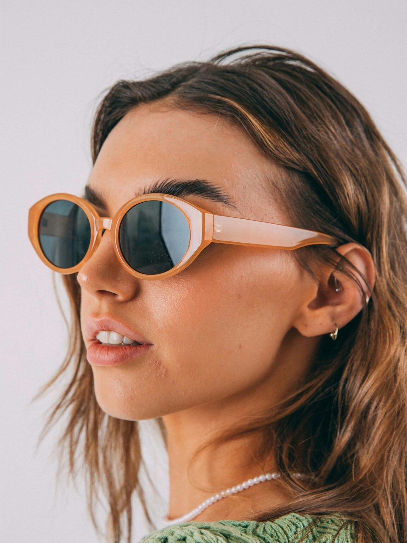 Svnx Oval Plastic Frame Sunglasses - Tan