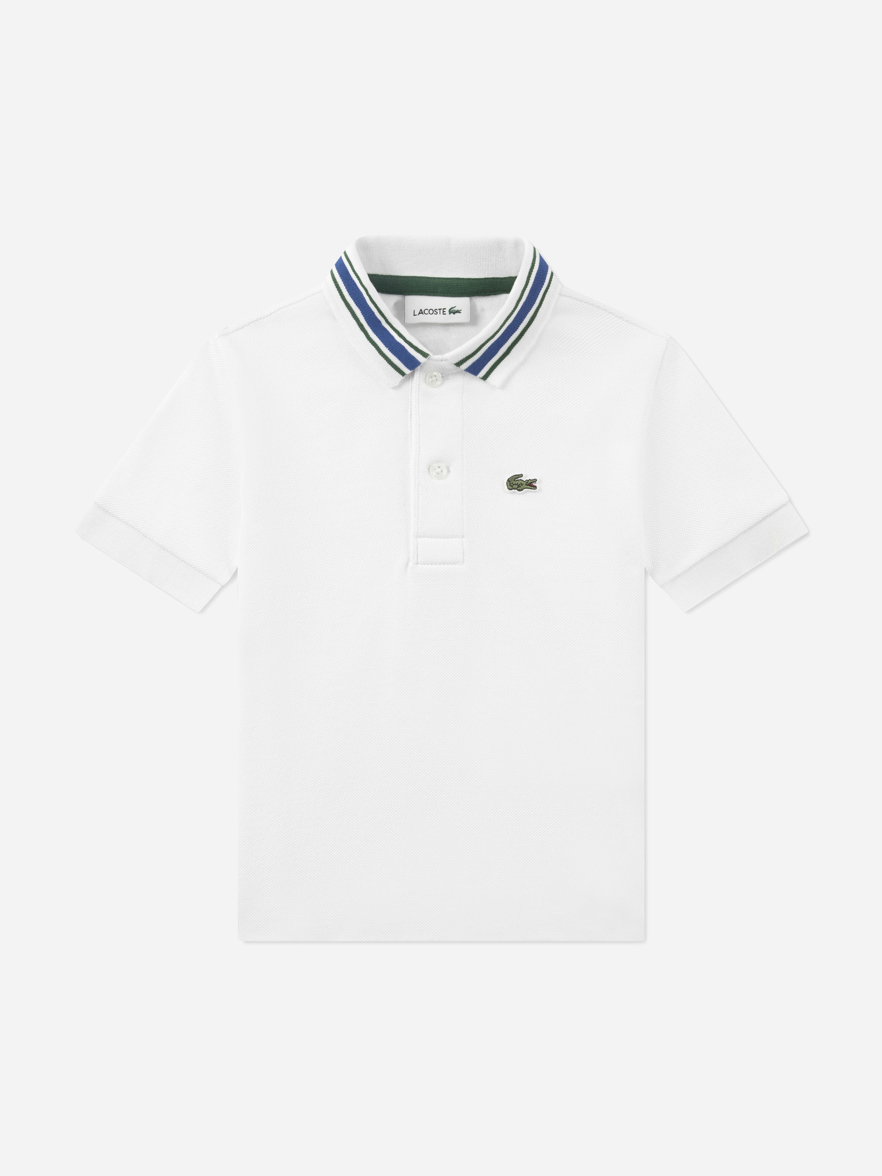 Lacoste Kids Boys White Lacoste Petit Pique Polo Shirt In - 2 Yrs