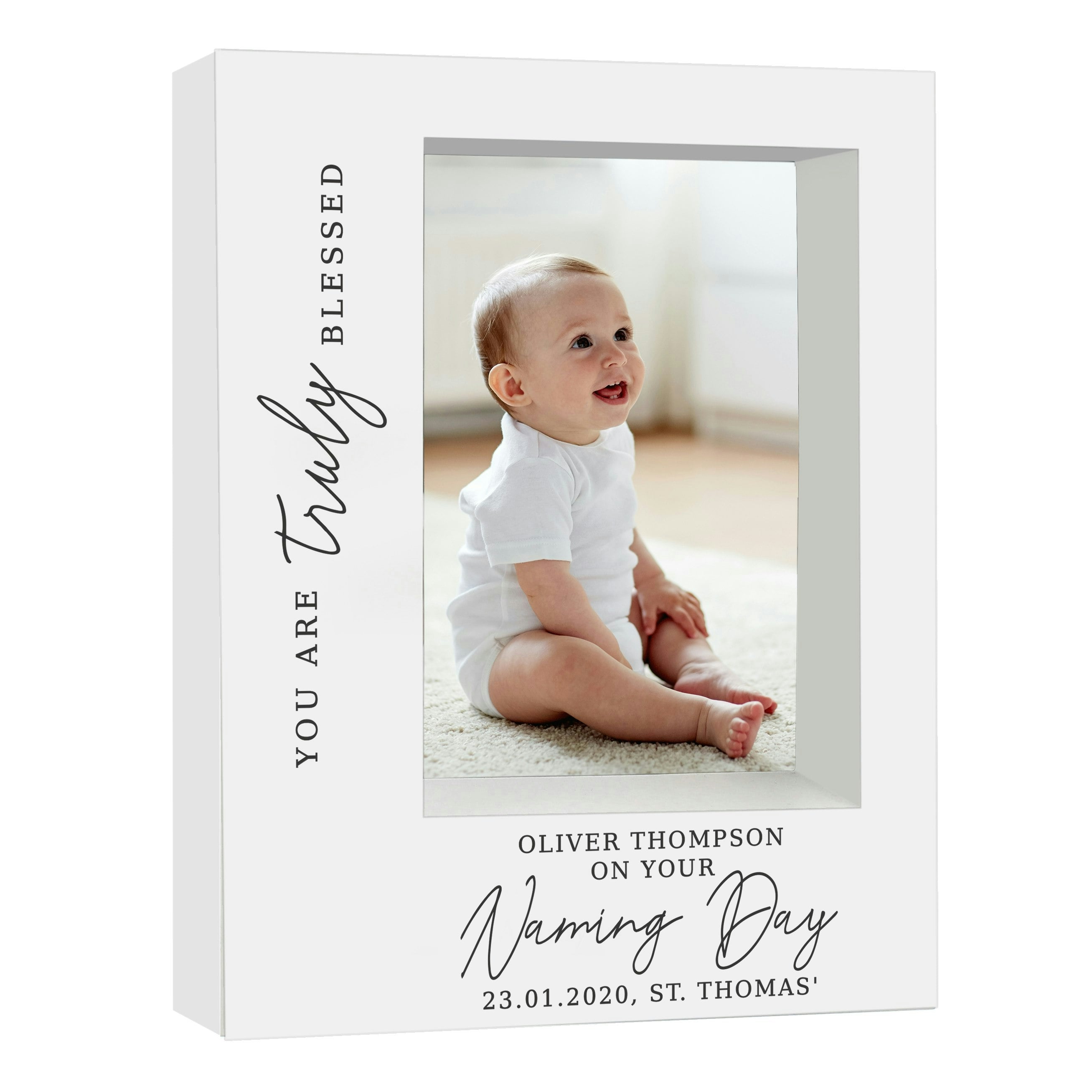 Rackhams Personalised 'Truly Blessed' Naming Day 5X7 Box Photo Frame