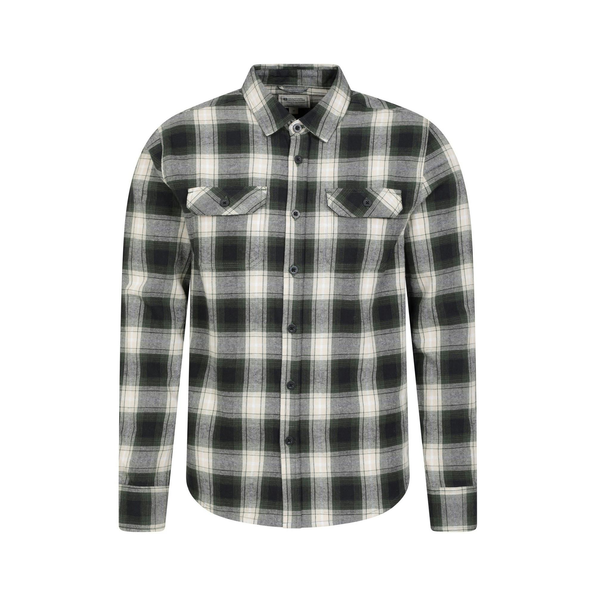 Mountain Warehouse Men's Dark/Green Trace Flannel Long-Sleeved Shirt - 3XL - 100% Cotton
