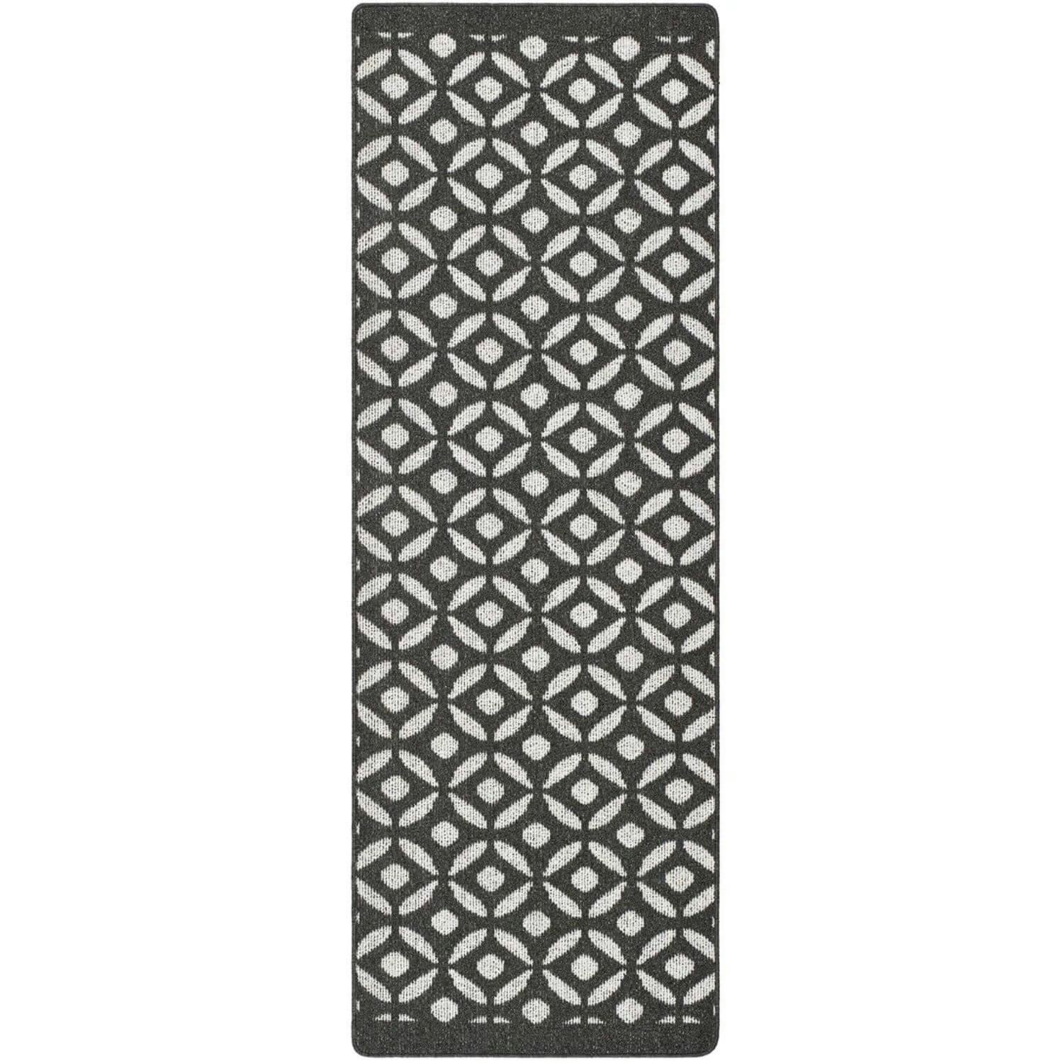 Rackhams Dark/Grey Washable Geometric Mat And Runner - 67X200 Cm