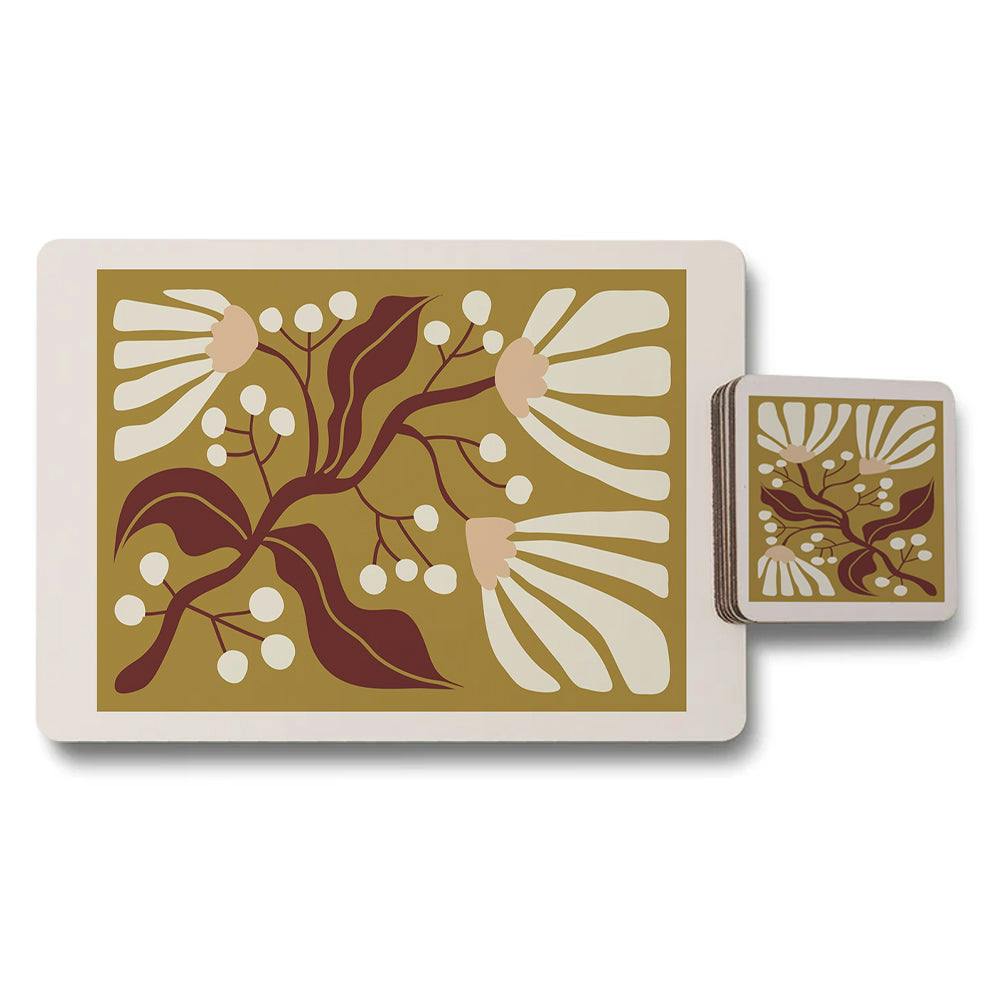 Benjamin Tate Design Set Of Placemats And Coasters With Designer Artwork Wood Bottom
