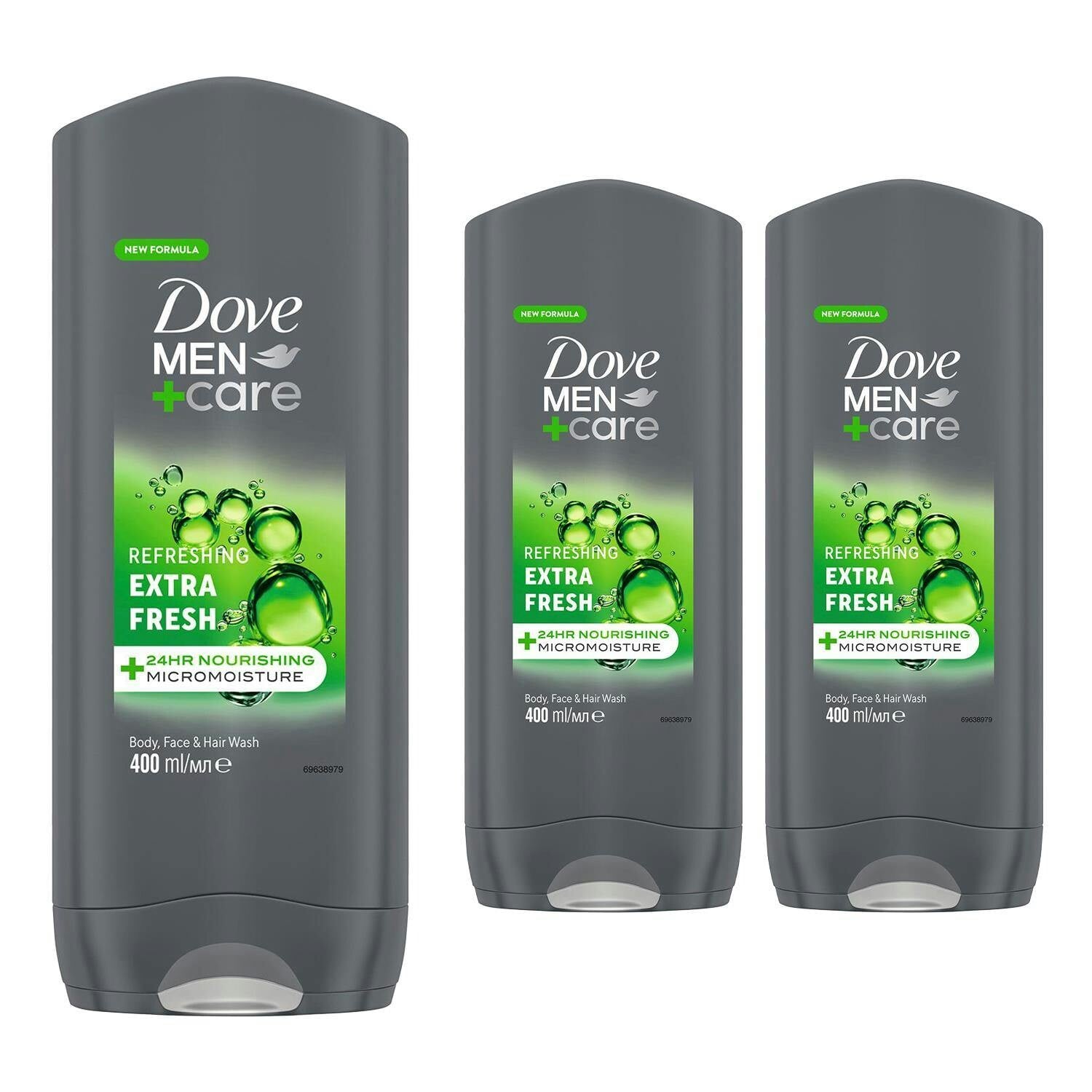 Dove Men+Care Men's Light Dove +Care Refreshing Extra Fresh 3-In-1 Hair, Face And Body Wash 3X400ml