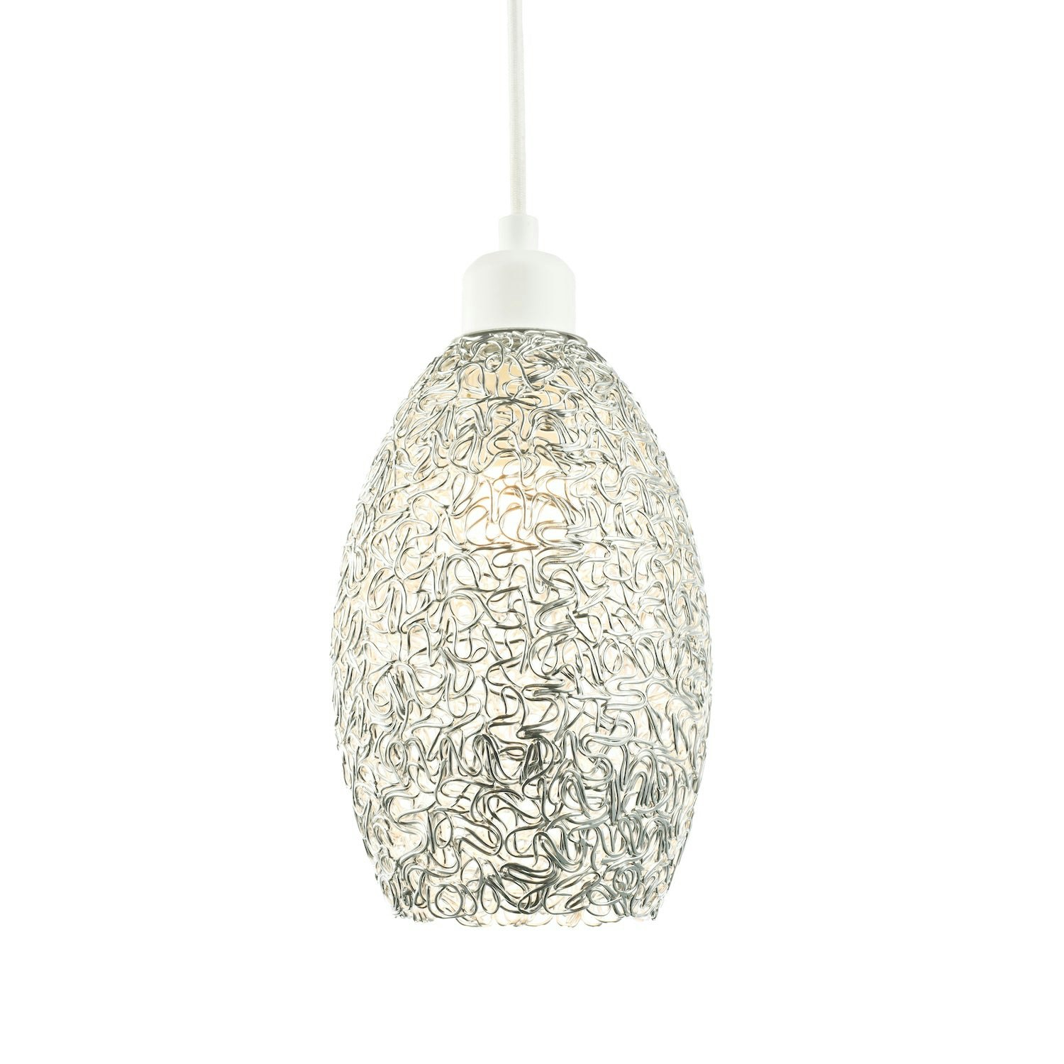 Happy Homewares Light/Silver Industrial And Contemporary Twisted Wire Mesh Metal Shade In Shiny 22Cm