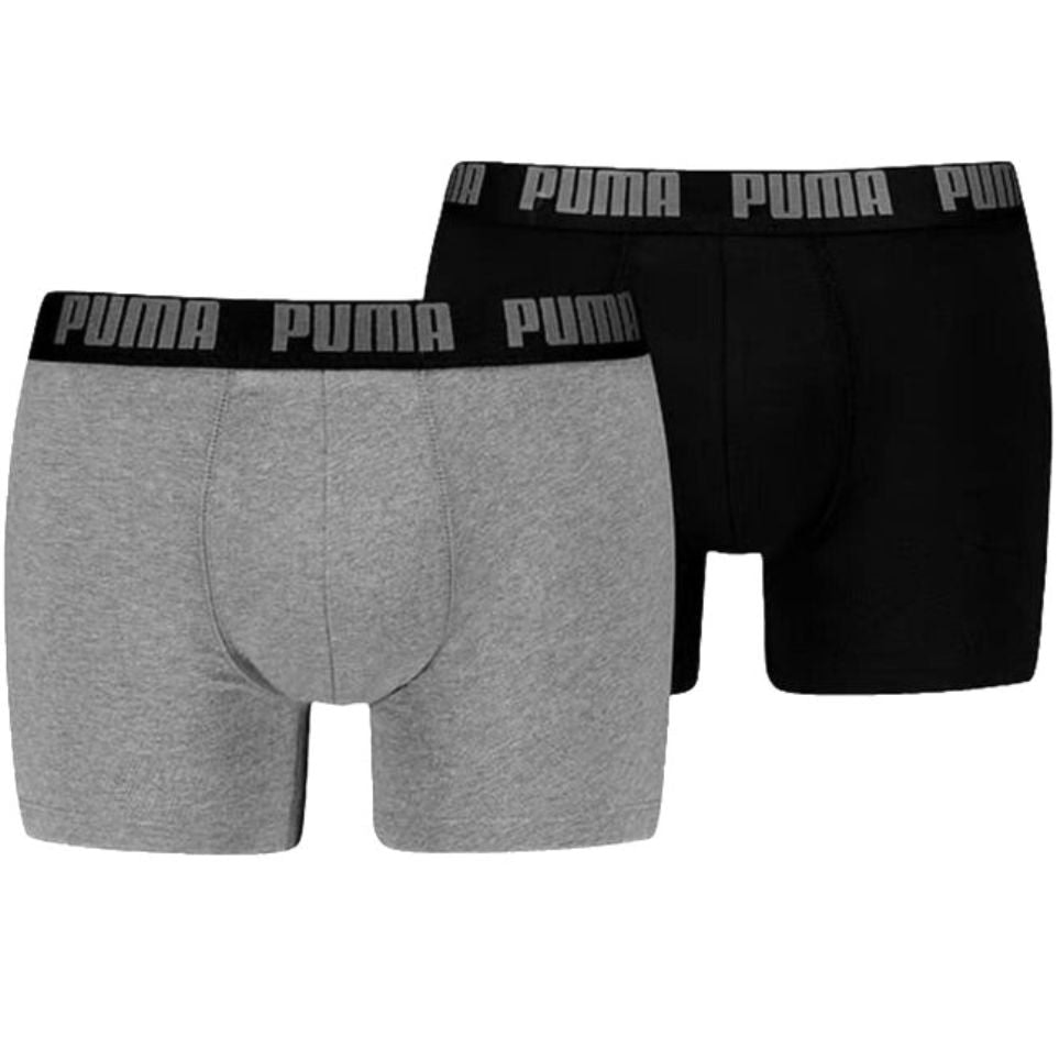 Puma Men's Grey/Black 2-Pack Everyday Basic Boxer Briefs, - L