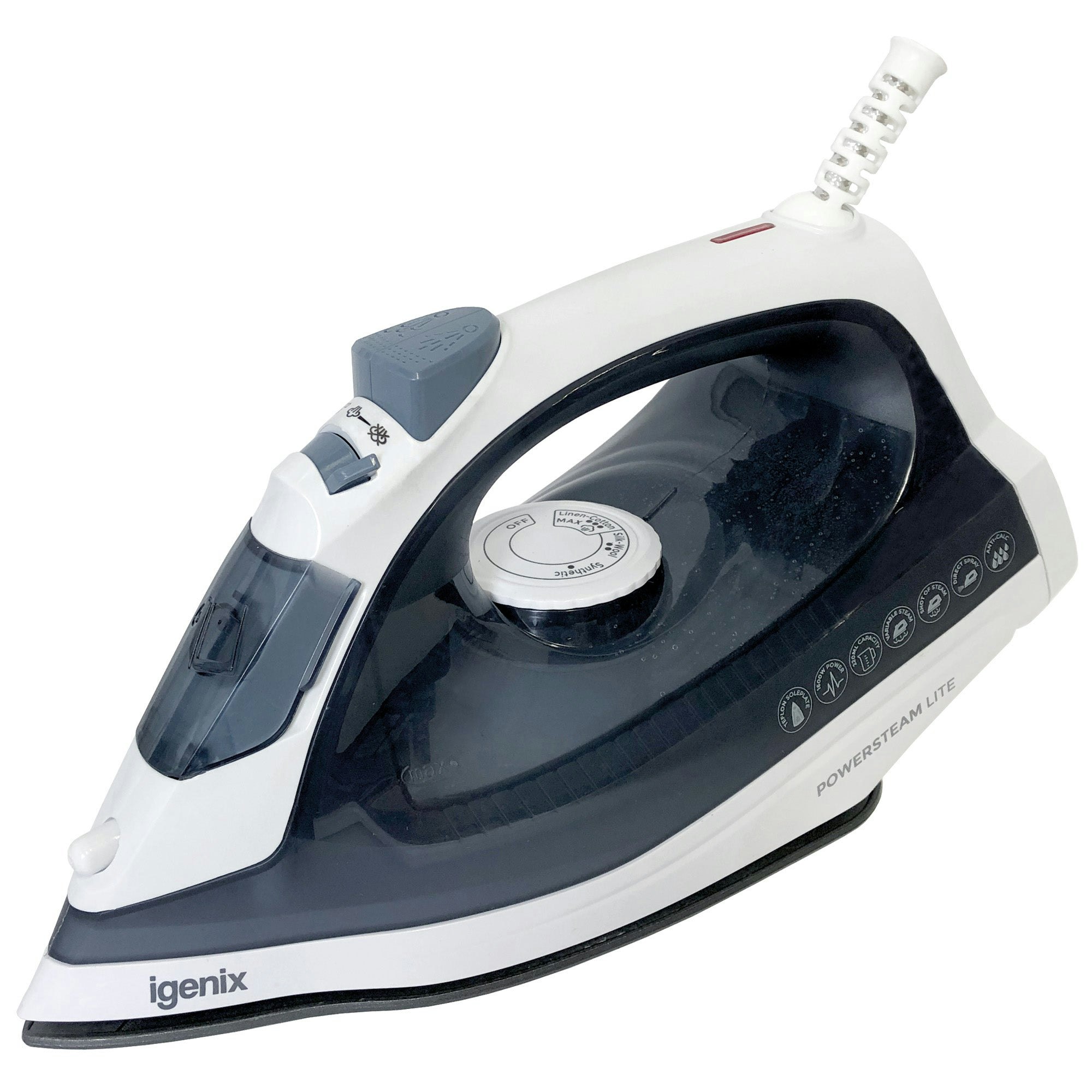 Igenix Blue/White Powersteam Lite Steam Iron, 1600W,