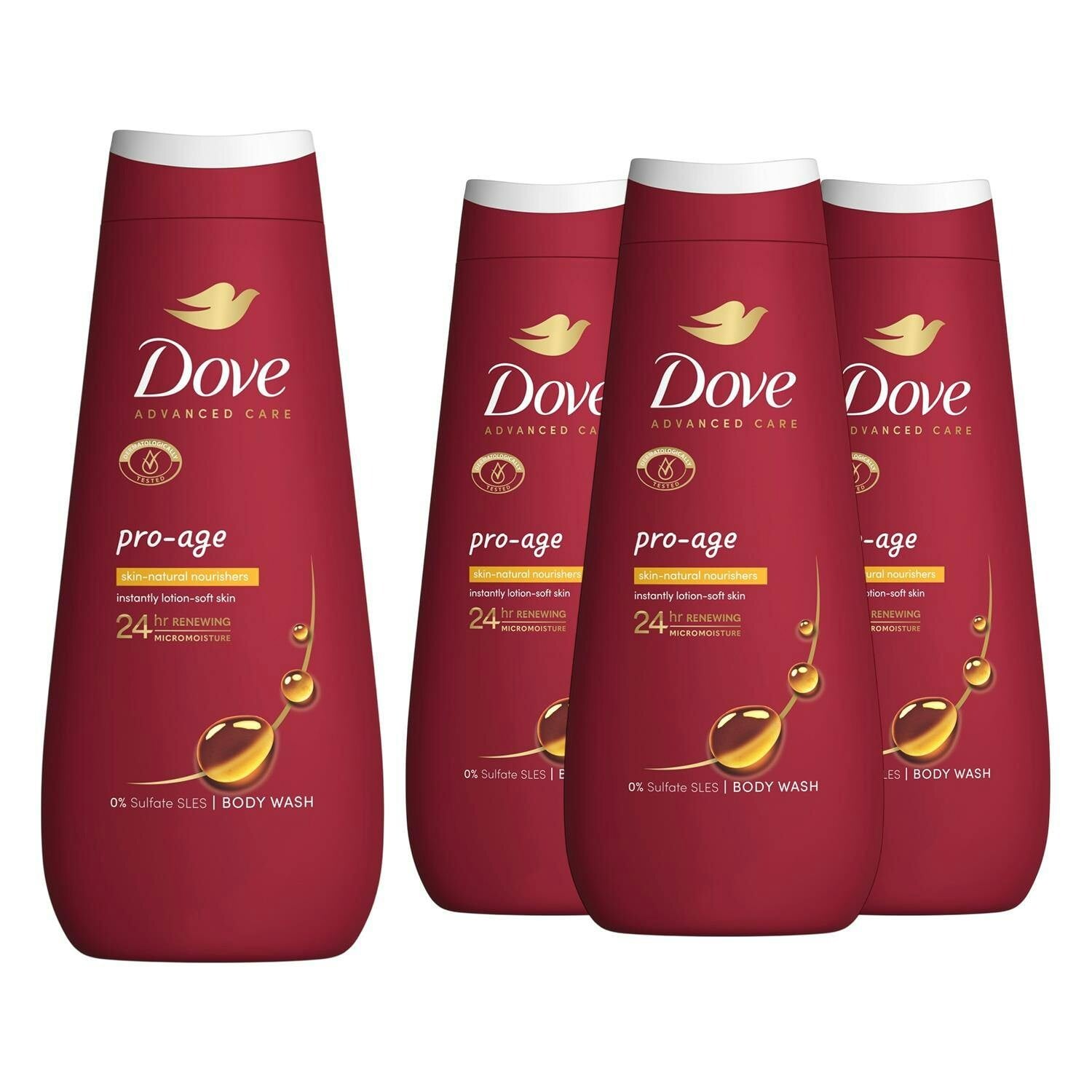 Dove Advanced Care Pro Age Body Wash 24H Renewing Micromoisture, 4X400ml - Image 2