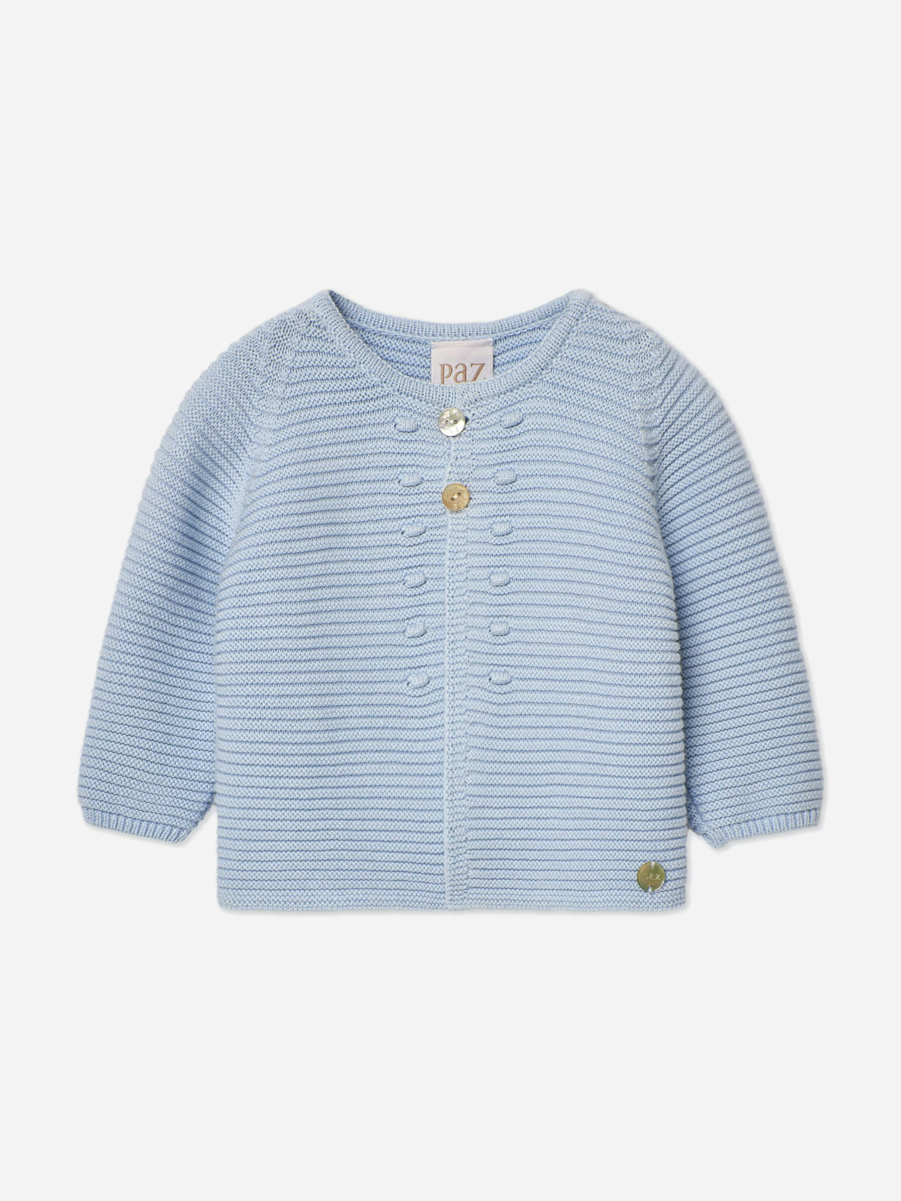 Paz Rodriguez Men's Blue Baby Boys Knitted Cardigan In - 9 Mths