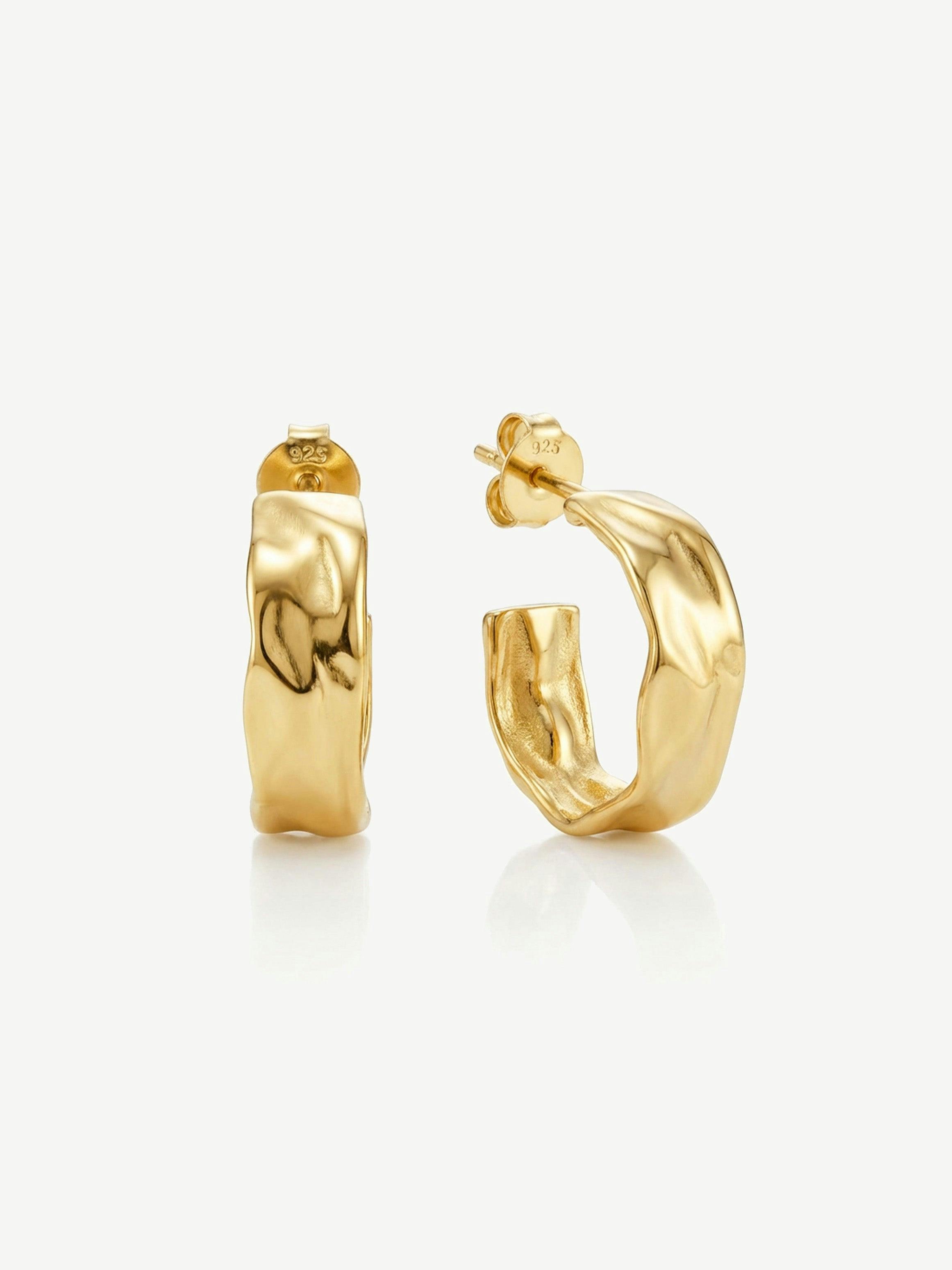 Muchv Gold Molten Small Hoop Earrings