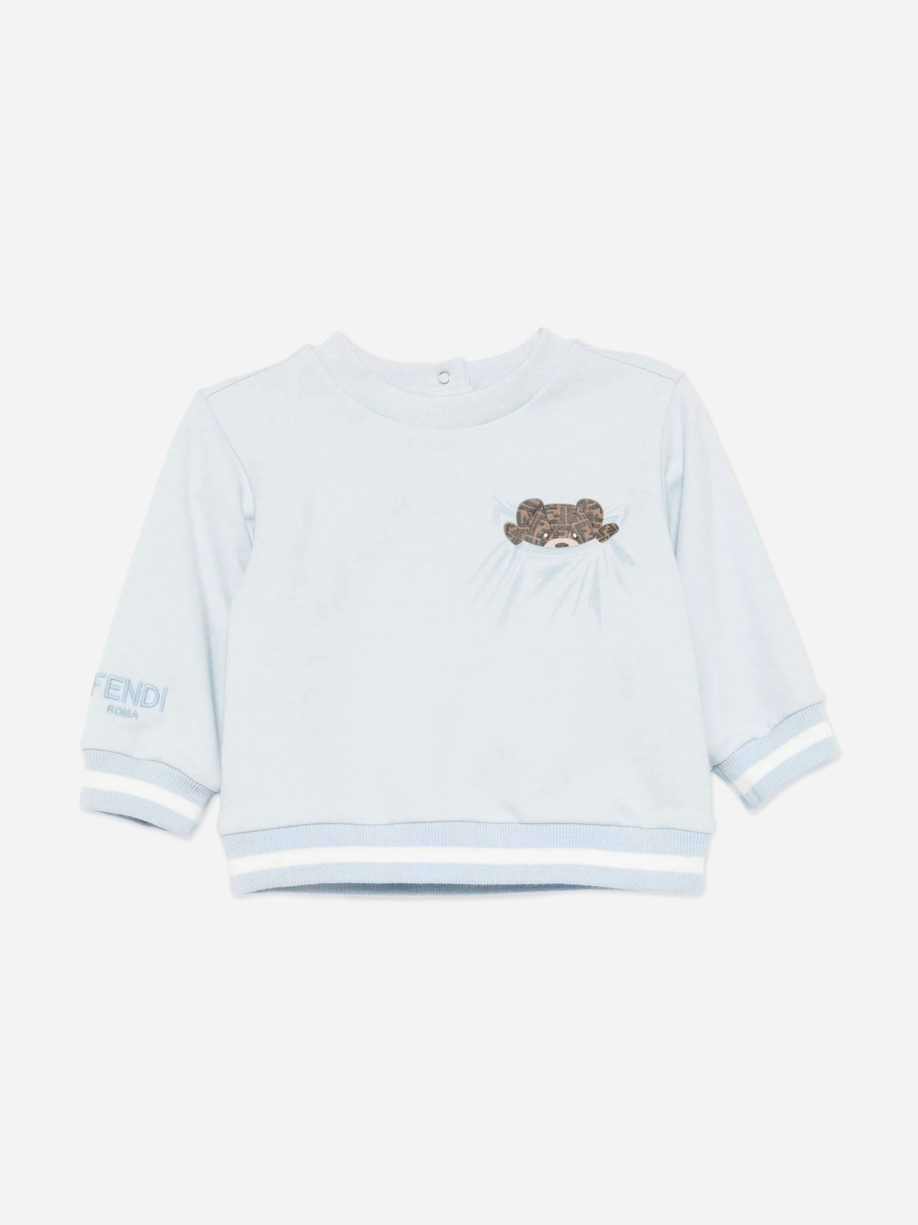 Fendi Kids Boys Blue Fendi Baby Bear Sweatshirt In - 18 Mths