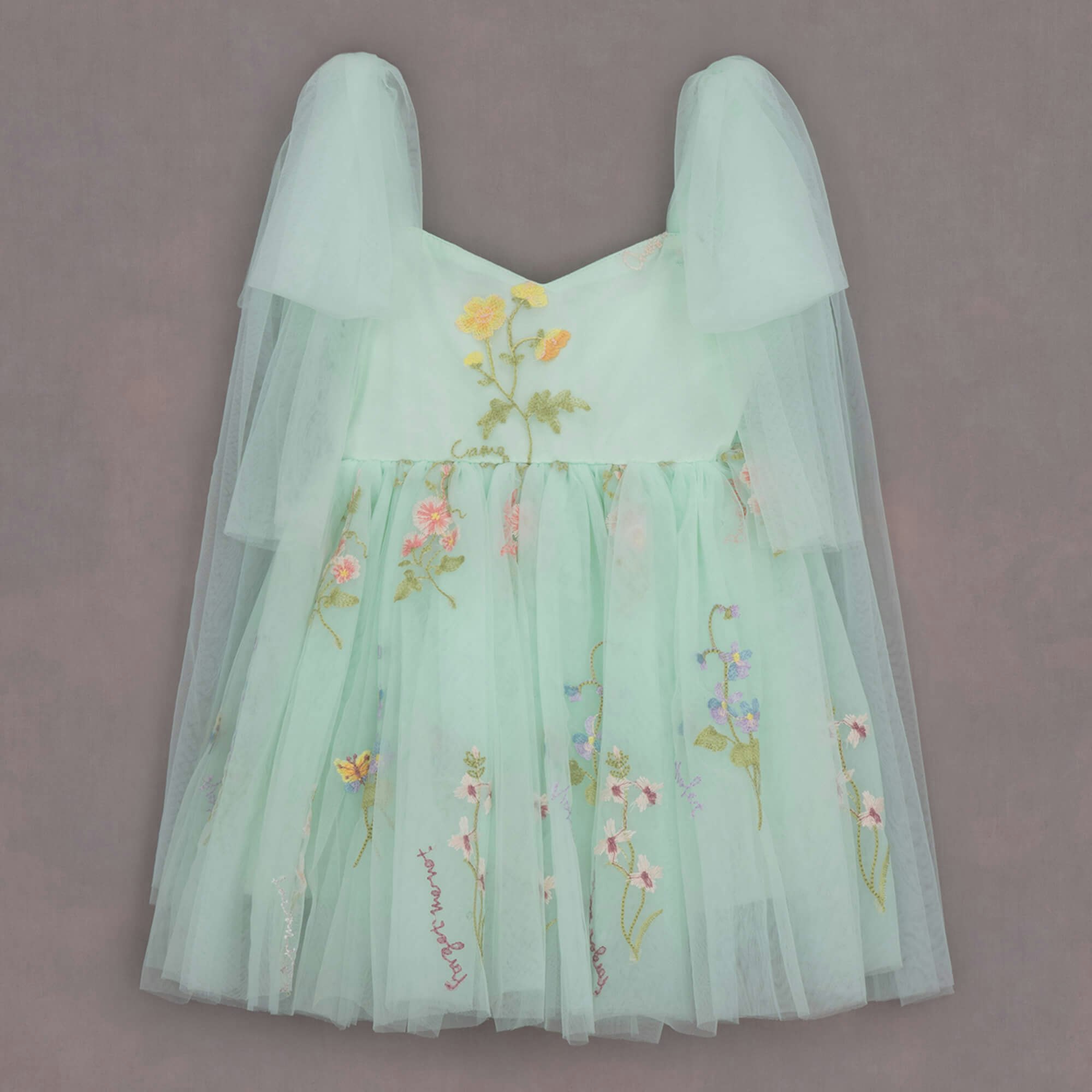 Uk Flower Girl Boutique Girls Green Uk Flower Boutique Enchanted Angel Dress - Embroidered Mint - 2/3 Years