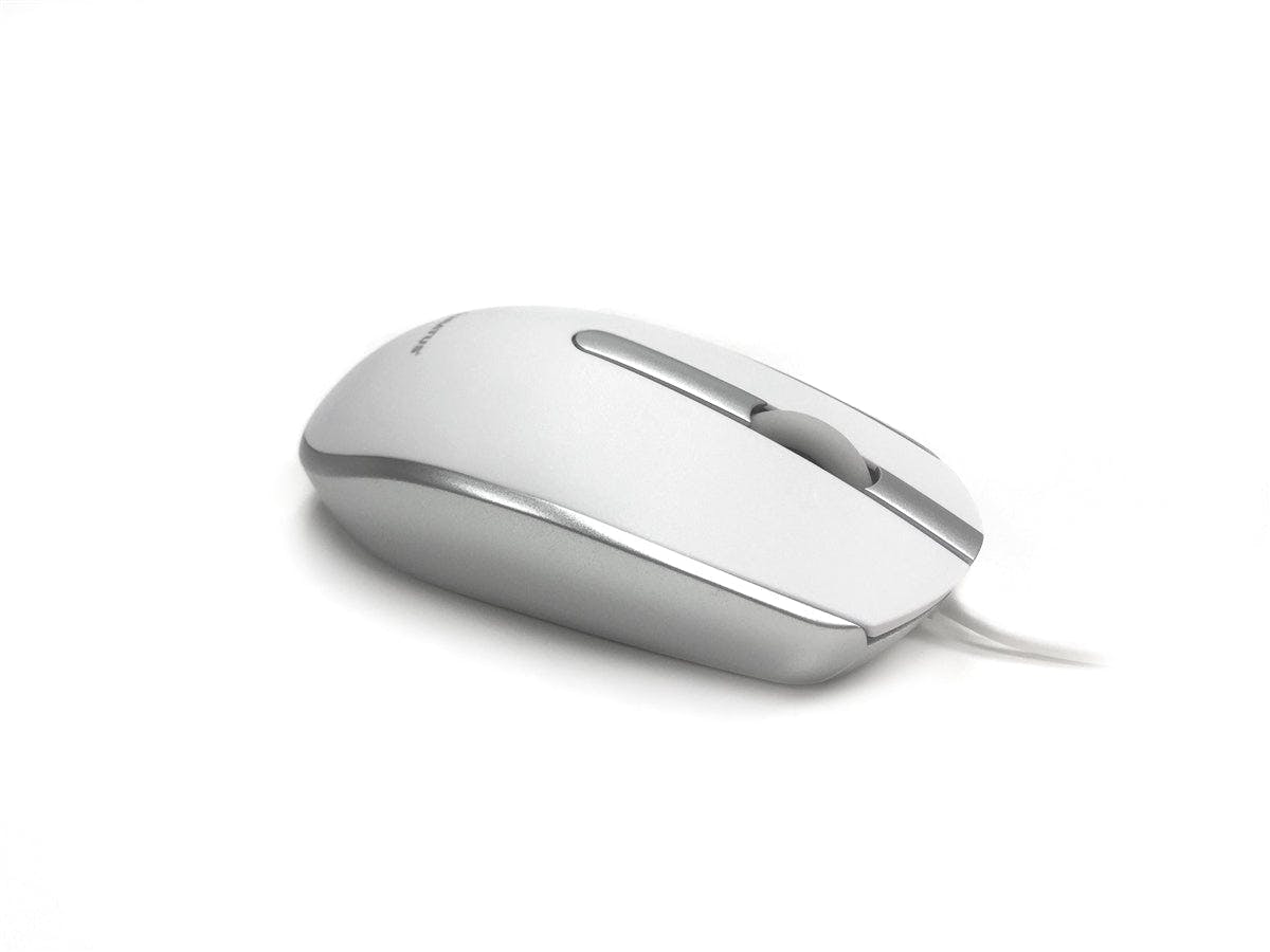 Accuratus Silver/White M100 Mac - Usb Wired Full Size Slim Apple Mac Mouse With And Matt Tactile Case