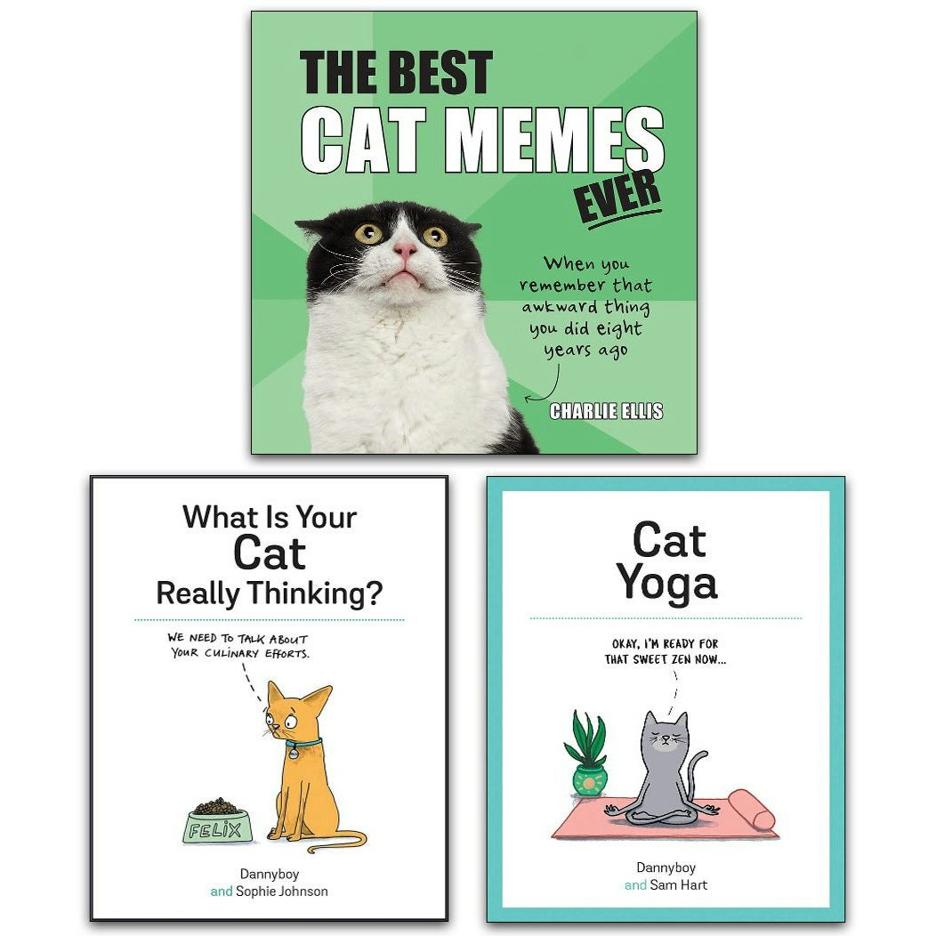 Summersdale Publishers Light The Best Cat Memes Ever, Cat Yoga, What Is Your Cat Really Thinking 3 Books Collection Set