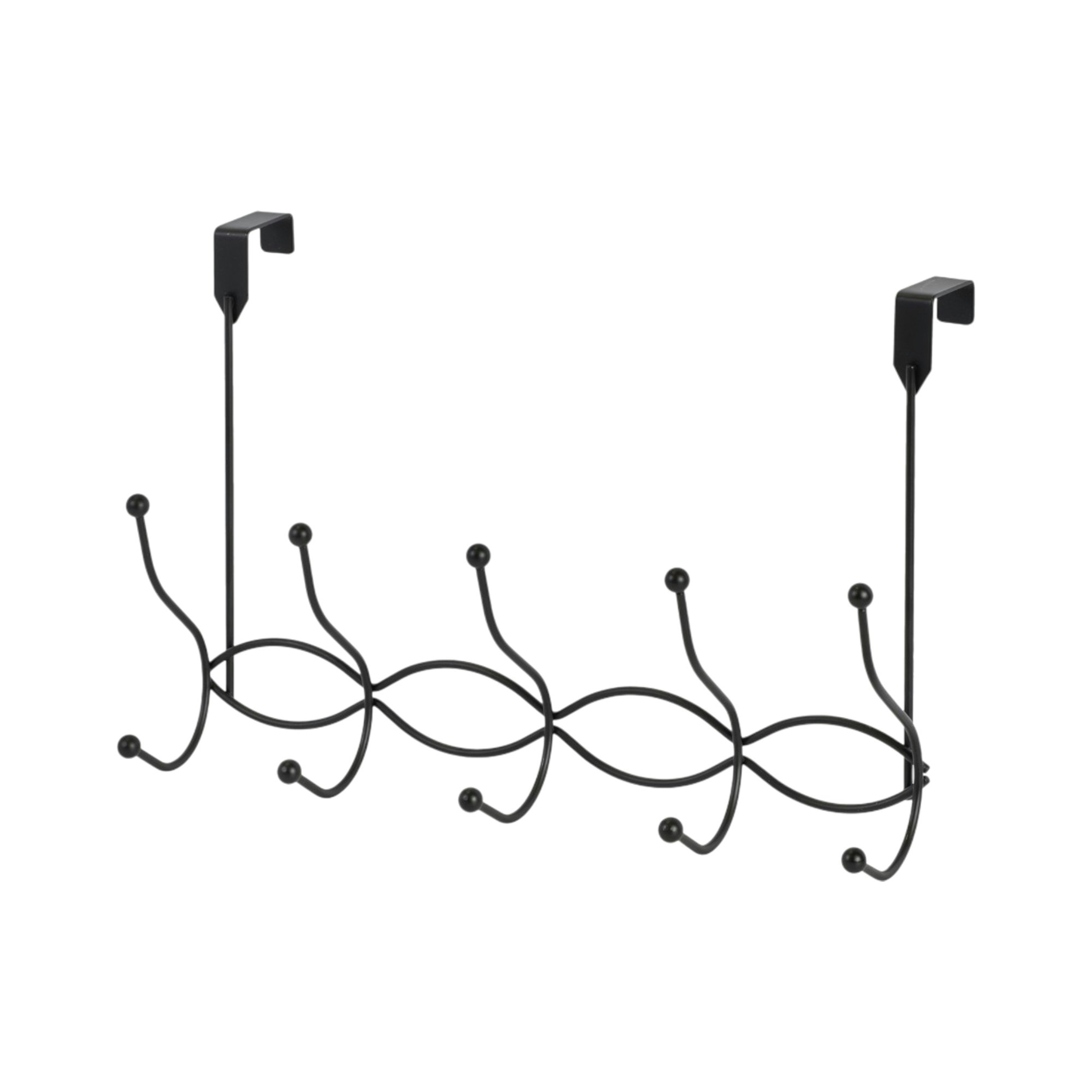 Showerdrape Black Waves Over Door Storage Hooks
