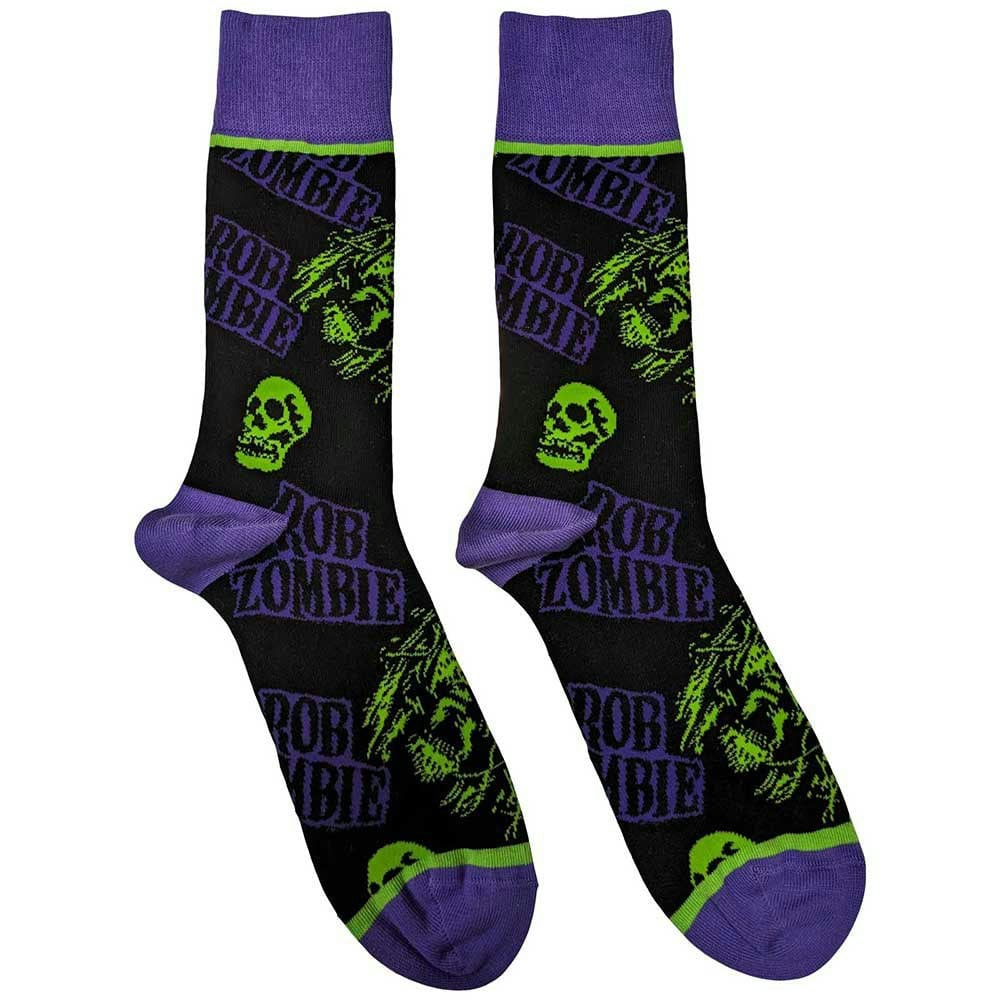 Paradiso Clothing Unisex Green/Purple/Black Rob Zombie Skull Face Logo Ankle Socks