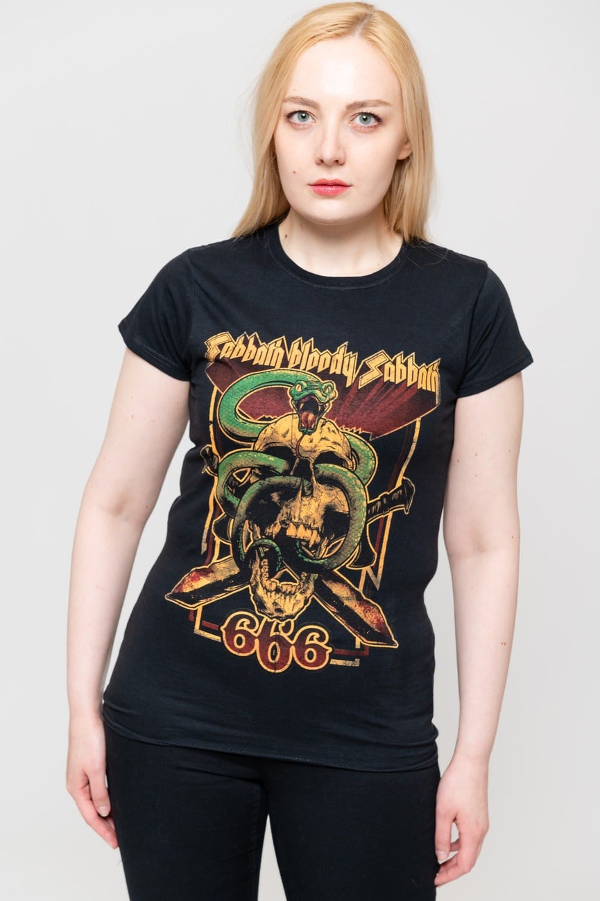 Paradiso Clothing Women's Black Sabbath Bloody Sabbath 666 Skinny T Shirt - Xxl