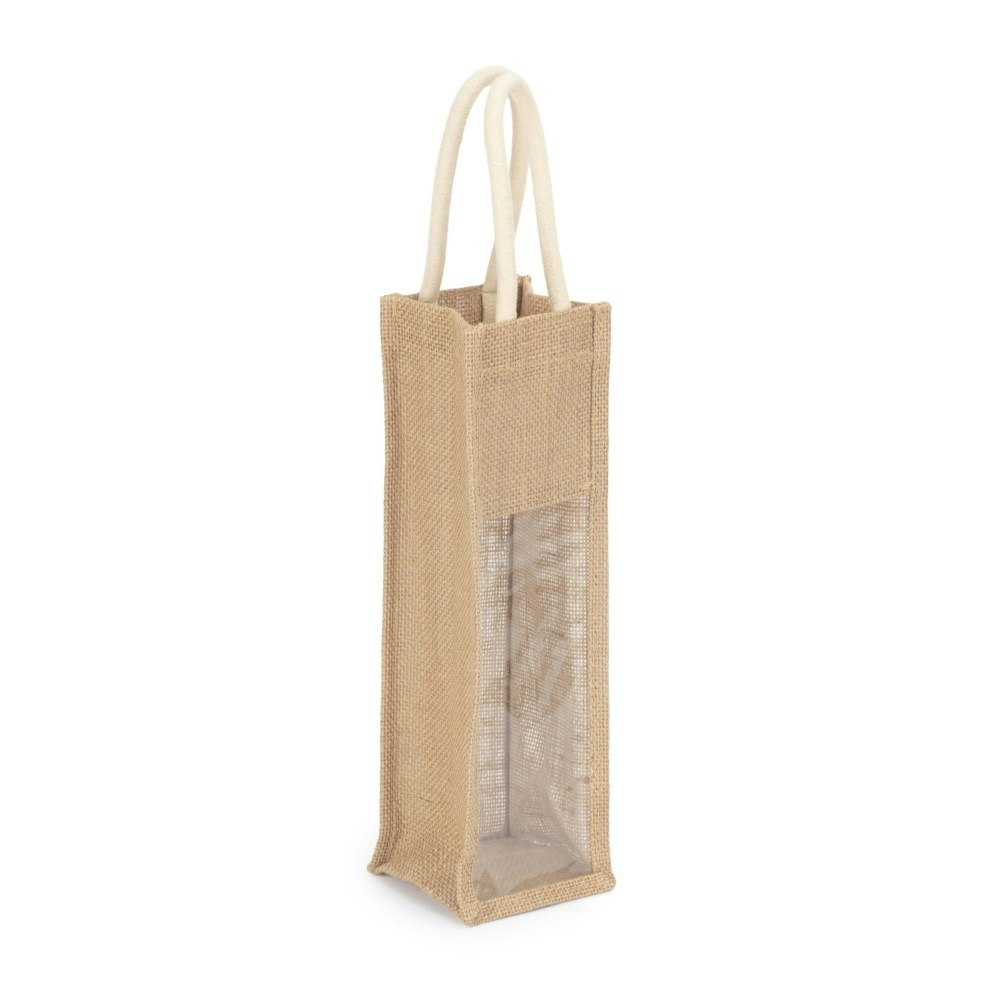 Red Hamper Jute Bottle Carrying Bag - One Bottle