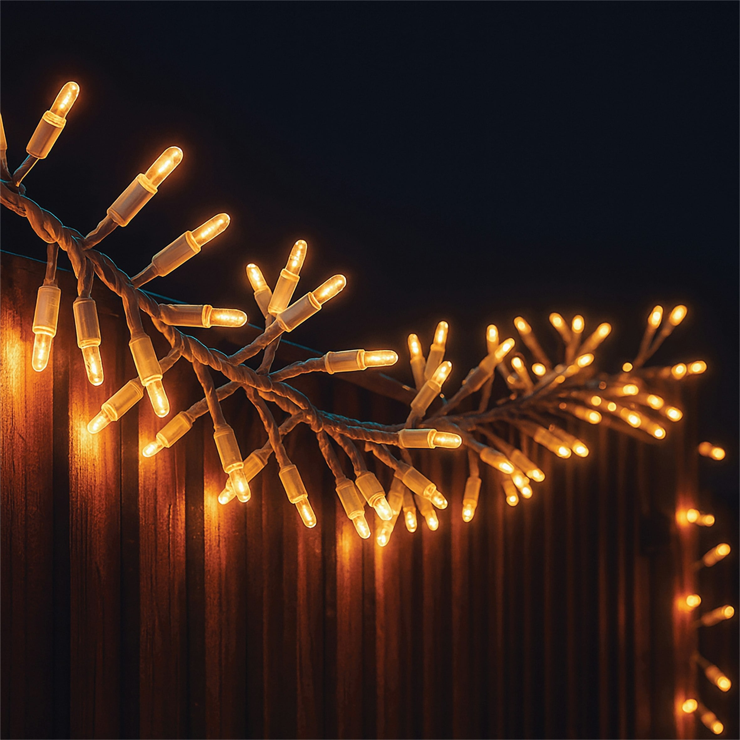 Rackhams White/Gold Cluster Lights Rubber Ip65 Copper 45M