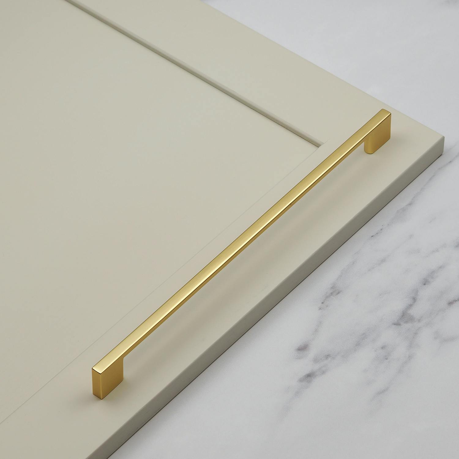 Rackhams Golden Brushed Brass Square D Handles - 320Mm Handle