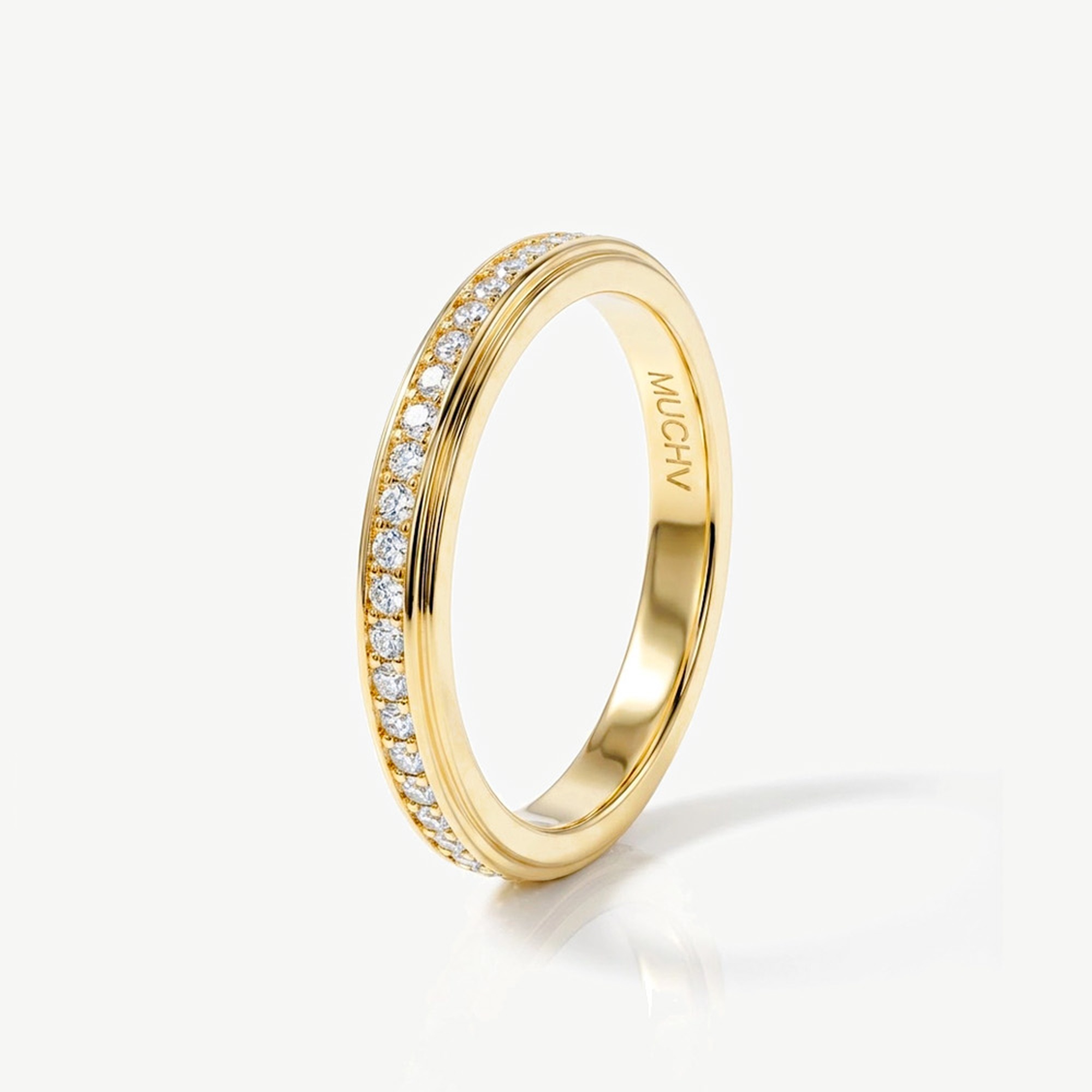 Muchv Gold Thin Stacking Eternity Ring With Sparkling Stones - Uk O | Us 7 | Eu 54