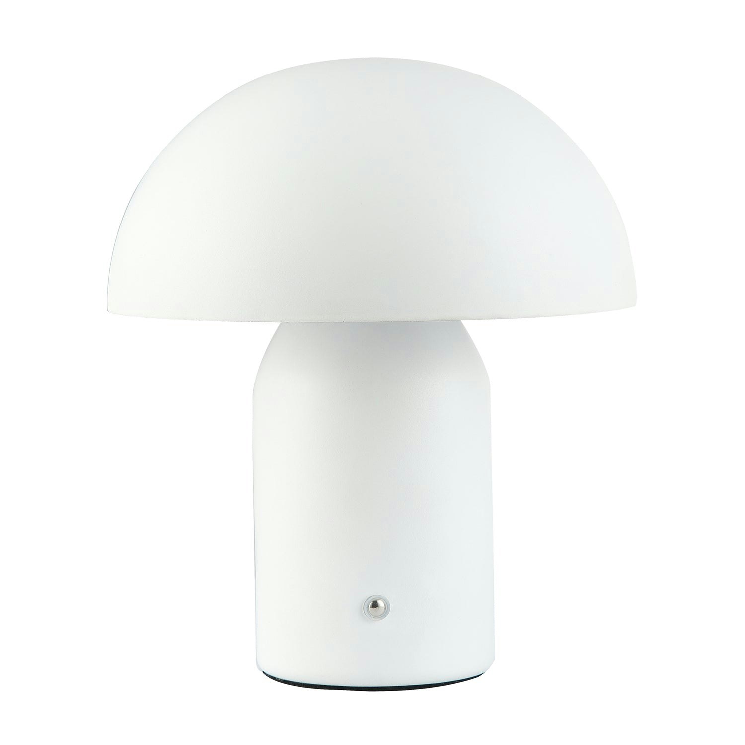 Happy Homewares White Modern Rechargeable Mushroom Table Lamp In Mat With Touch Dimmer Button