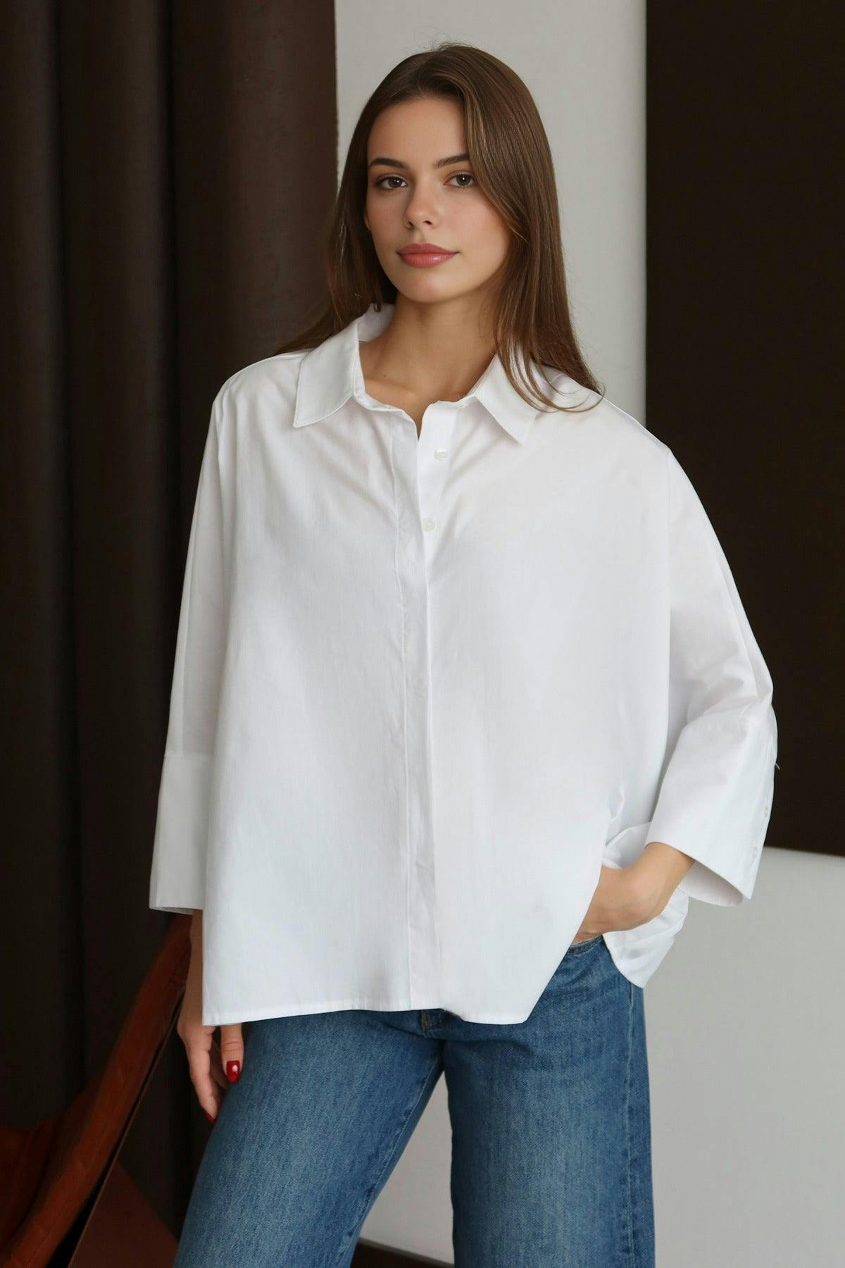 Wovcor White Oversize Woven Shirt - S