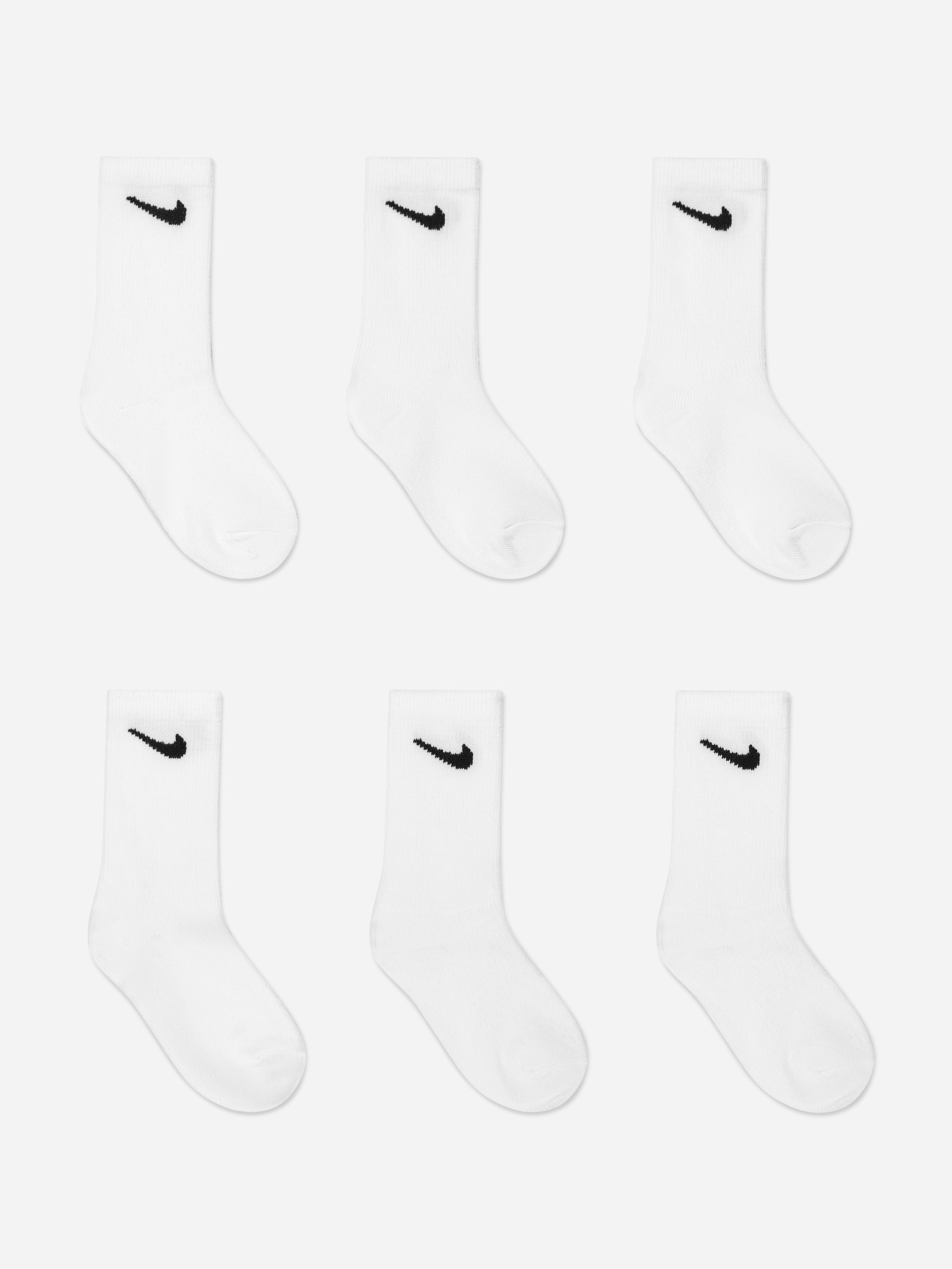 Nike White Kids Basic Crew Socks Set (6 Pack) In - 4 - 5 Yrs