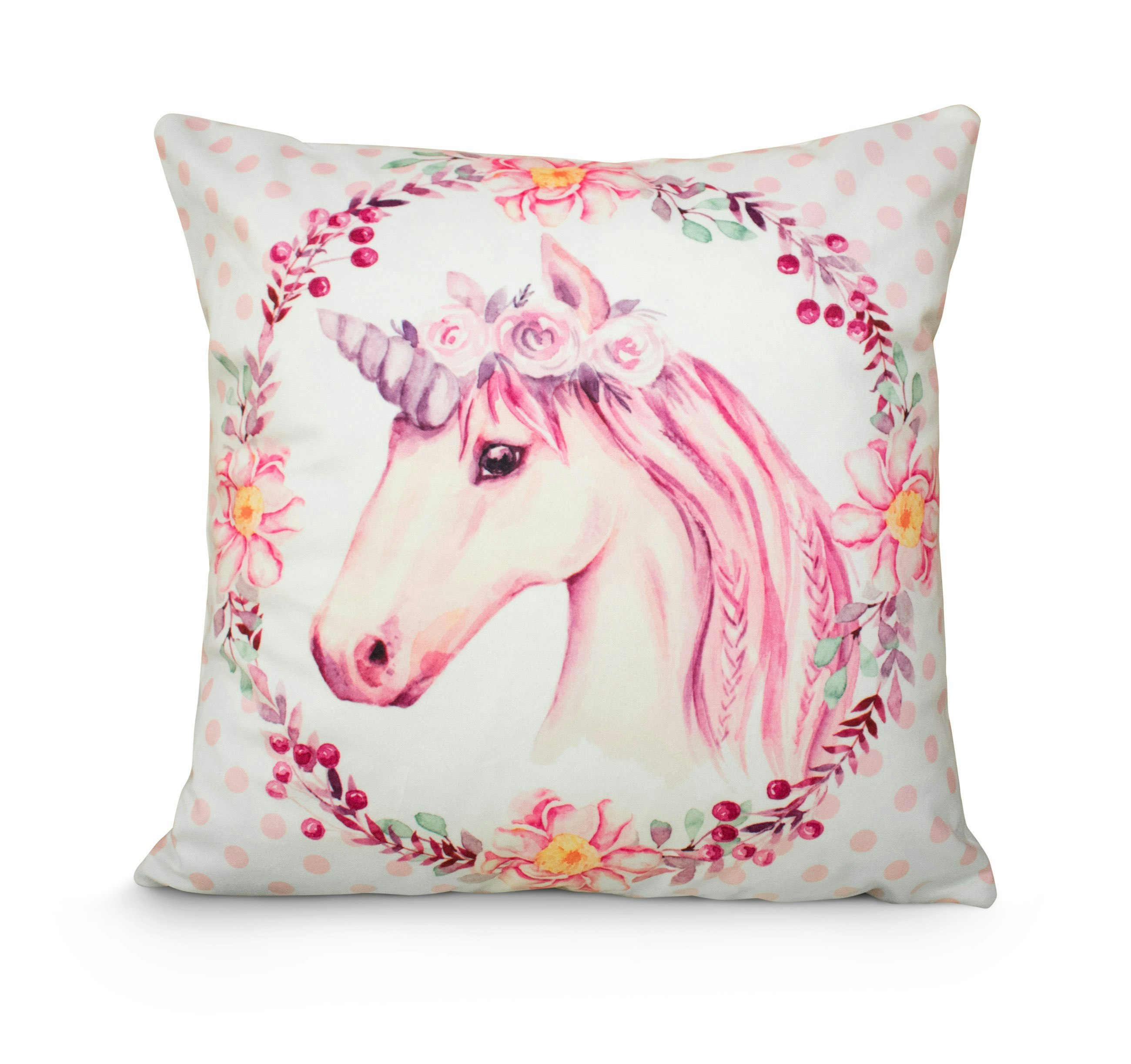 Velosso Pink Colourful Unicorn Printed Cushion - 43Cm X 43Cm - Unicorn