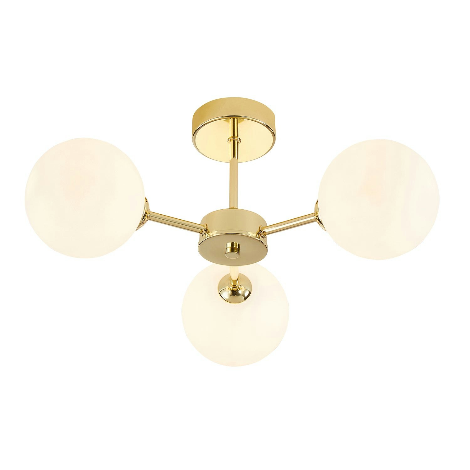 Happy Homewares Gold/Light/White Contemporary Chic Polished Ceiling With Opal Globe Glass Shades