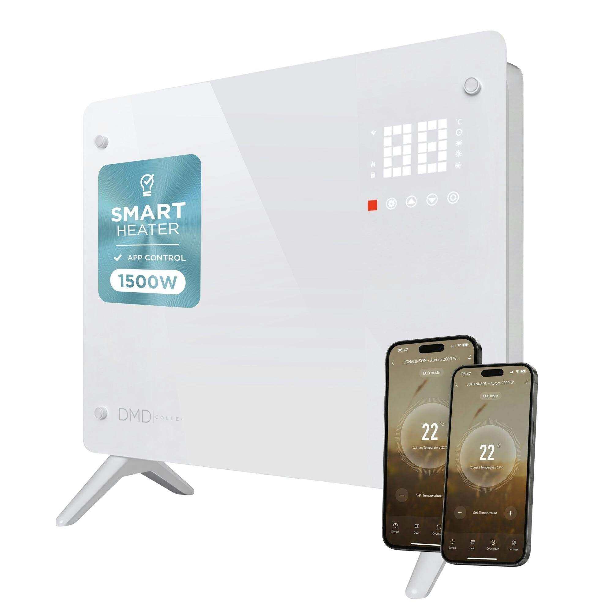 Dmd Collective White Smart Glass Panel Heater – Fast, Silent & Energy-Efficient - 1500W