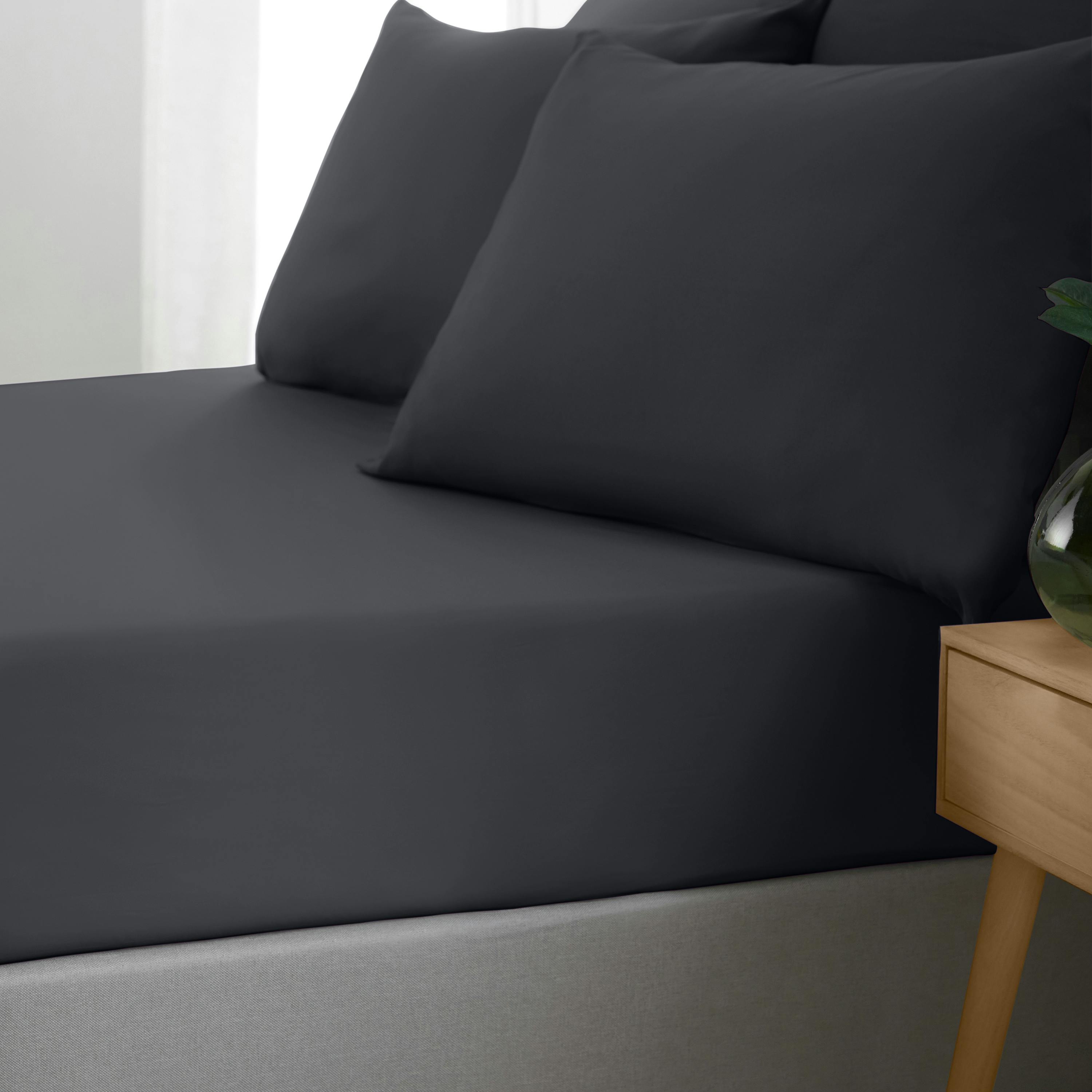 Catherine Lansfield Black So Soft Non-Iron Fitted Sheet - Super King